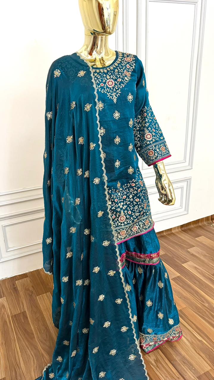 DEEP TEAL MINIMALIST2 GHARARA