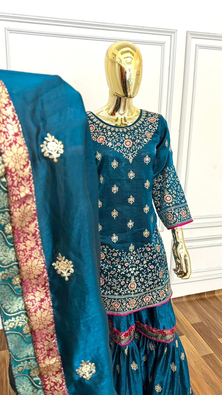DEEP TEAL MINIMALIST2 GHARARA