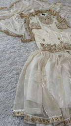 WHITE ITALIAN SHIMMER SILK BASED ZARDOZI GHARARA