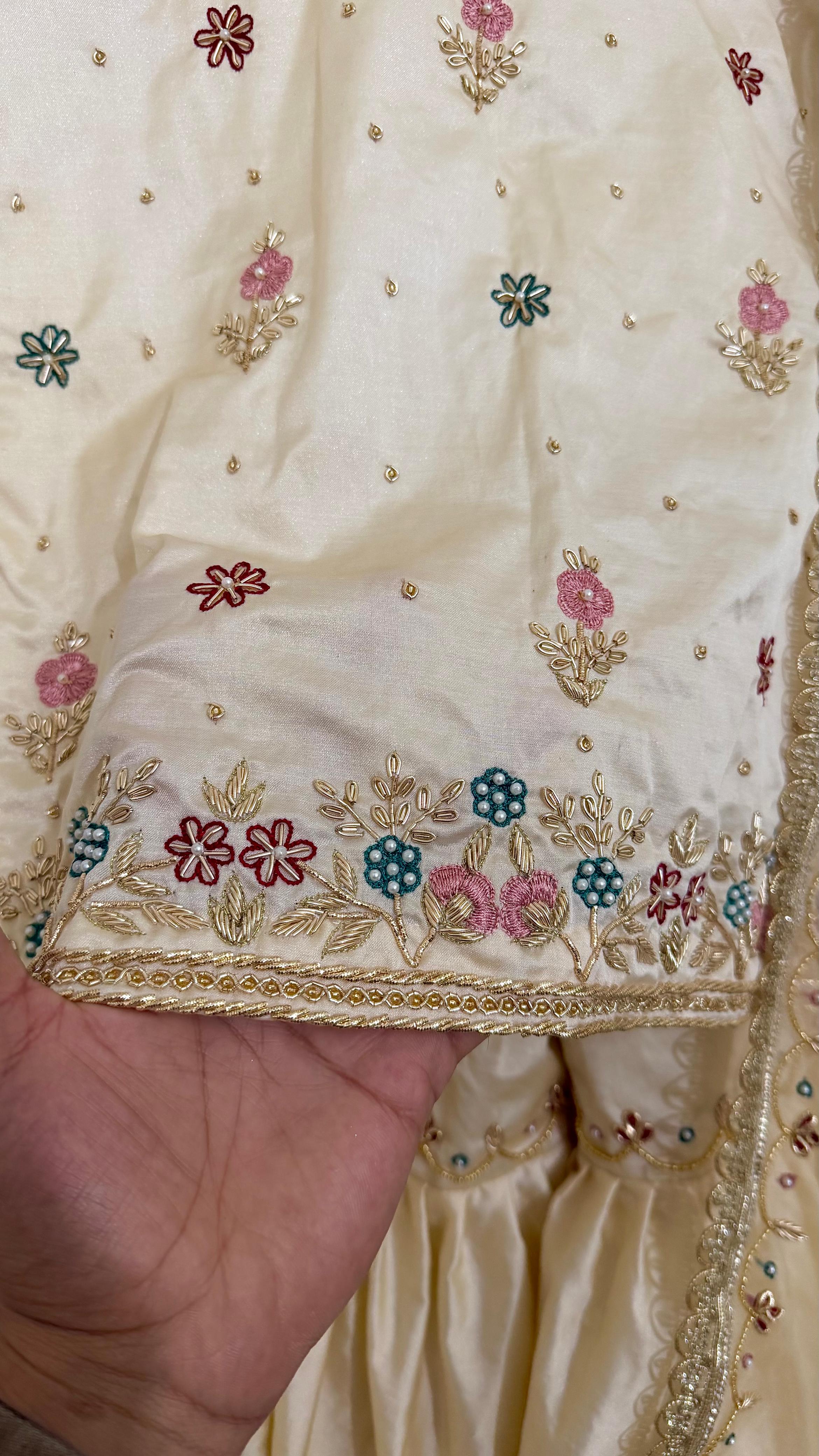 IVORY SHADE PURE ZARDOZI GHARARA