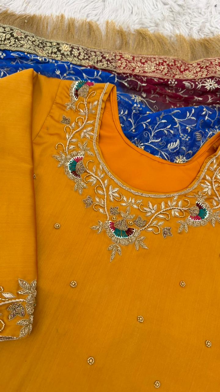 ZARDOZI KURTI MULTI KIMKHAB GHARARA