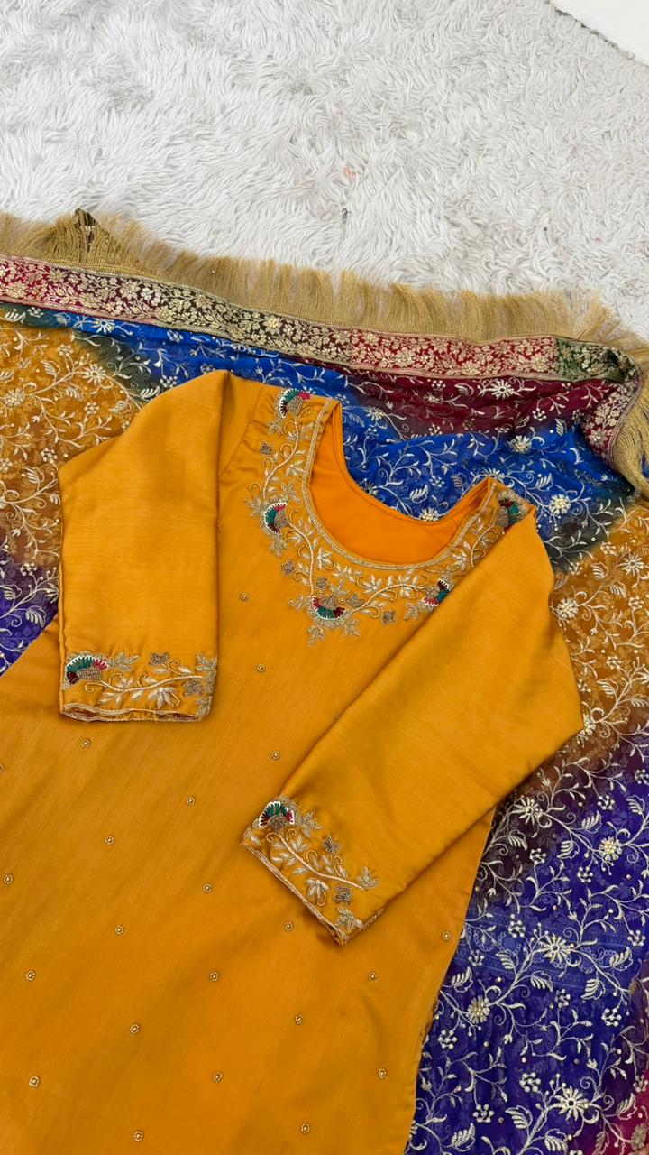 ZARDOZI KURTI MULTI KIMKHAB GHARARA