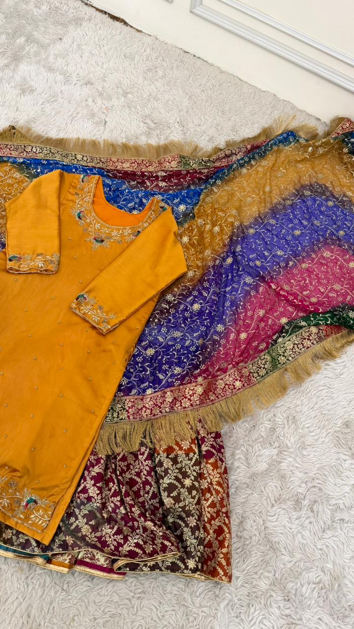 ZARDOZI KURTI MULTI KIMKHAB GHARARA