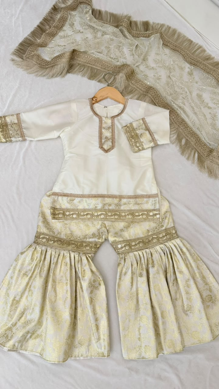 Off white kimkhab gharara for little princess