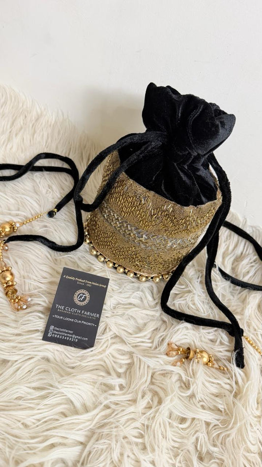 BLACK COLOR BANARASI POTLI