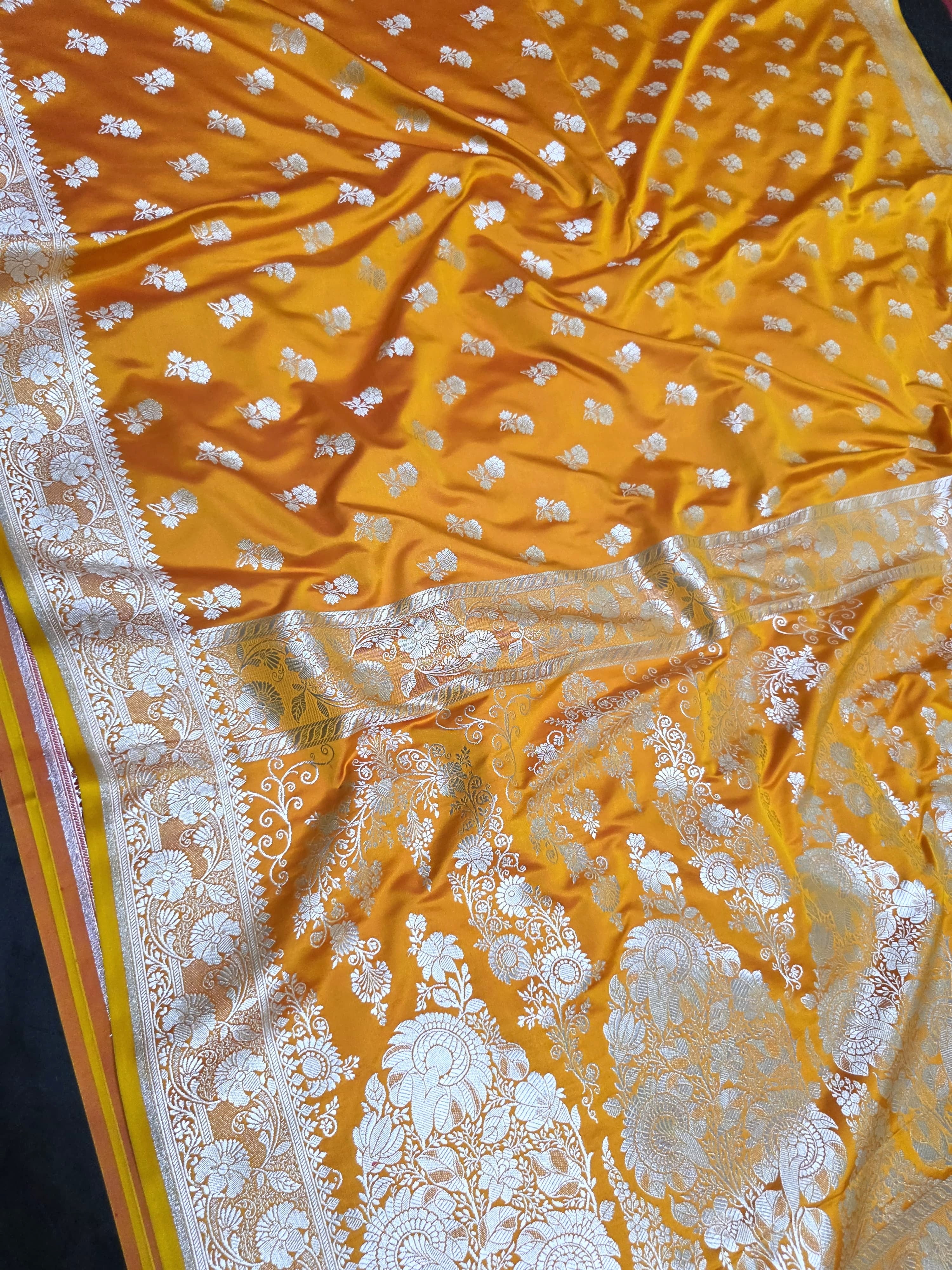 Mustard shade premium mashru silk saree