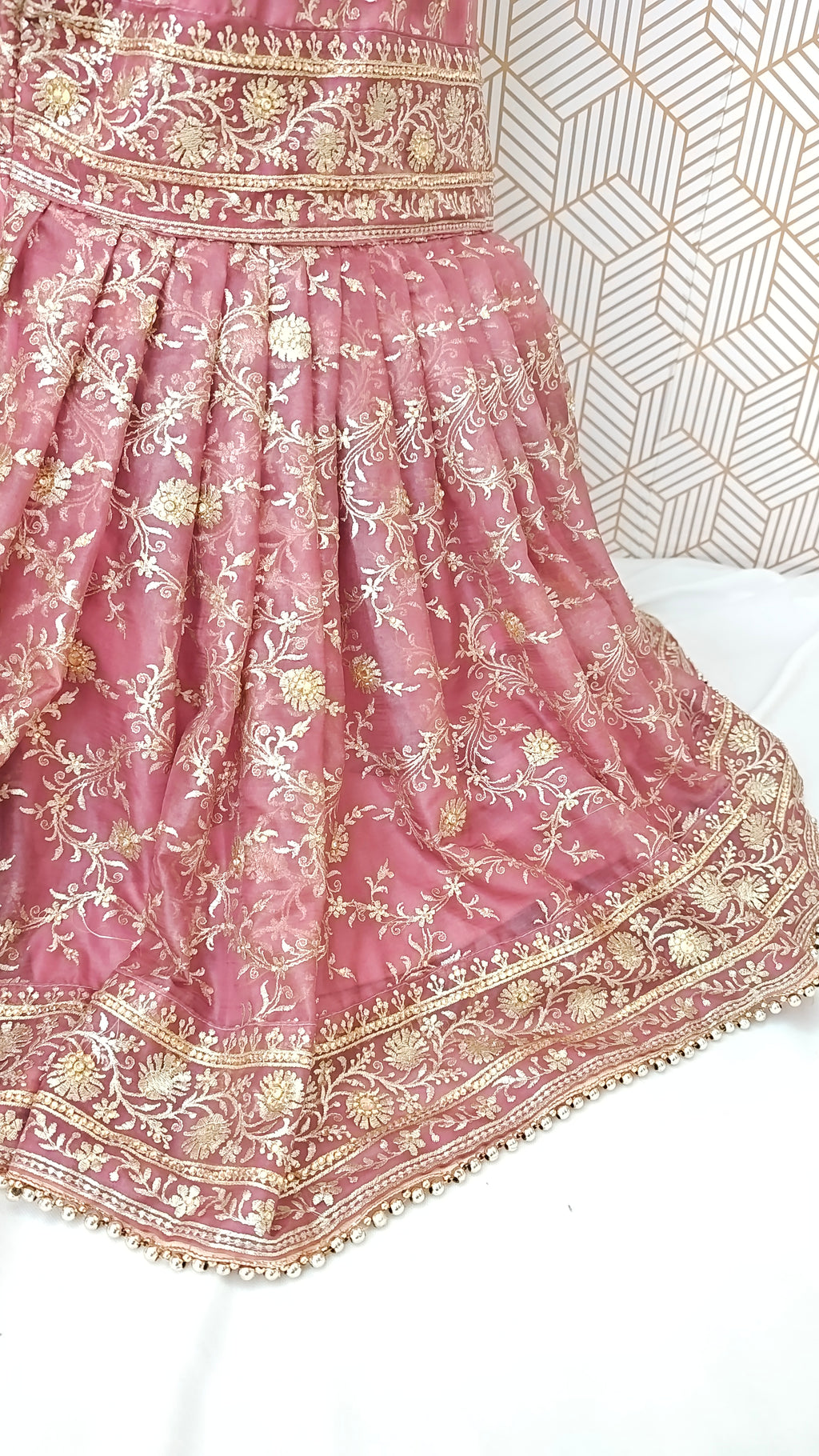 Onion shade Jaal Pattern Embroidered Gharara