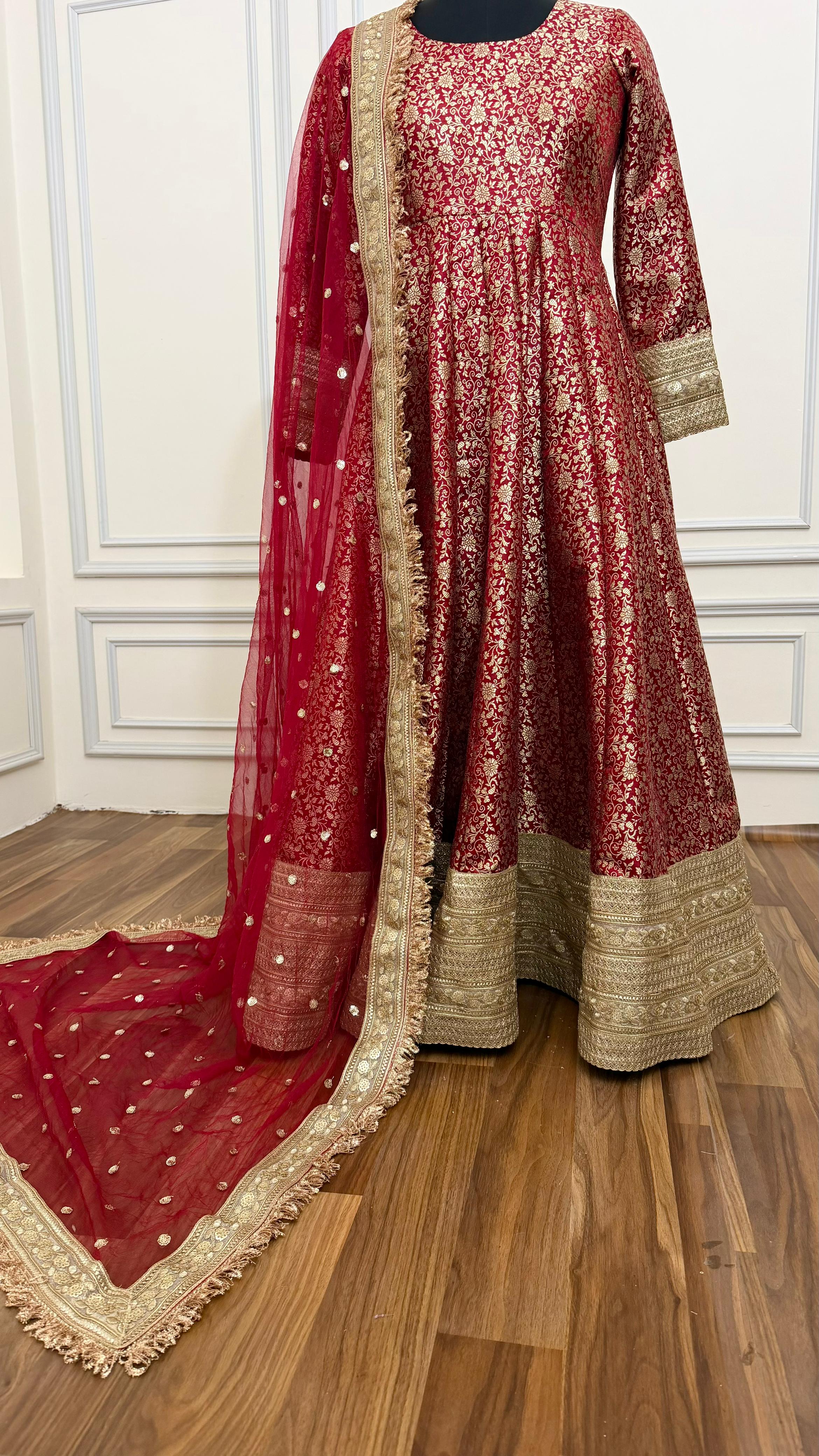 BRIDAL MAROON ANARKALI SUIT