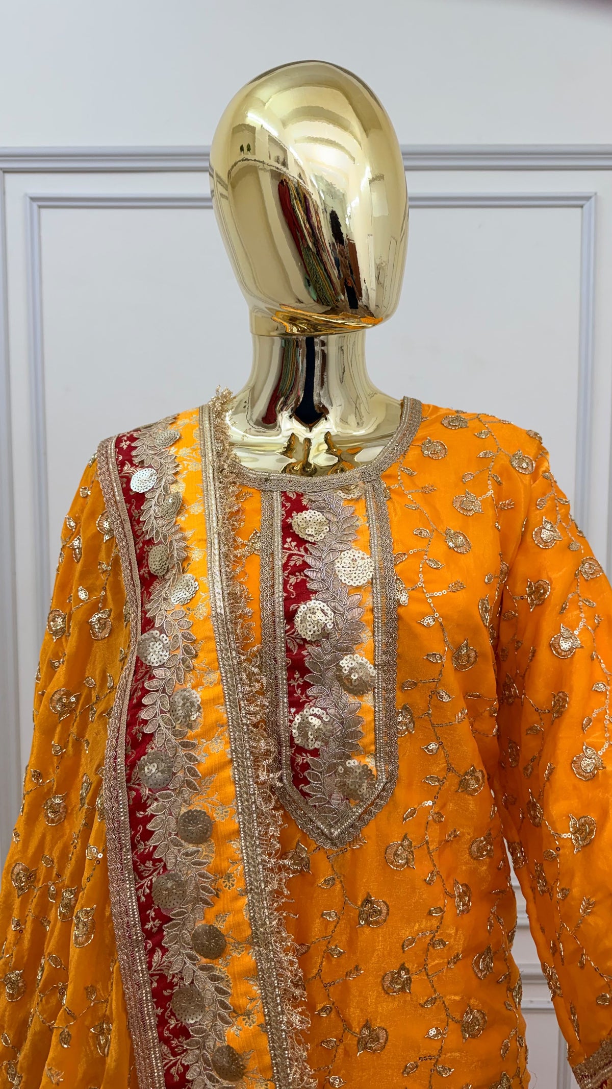 MUSTARD ORANGE RAMPURI GHARARA
