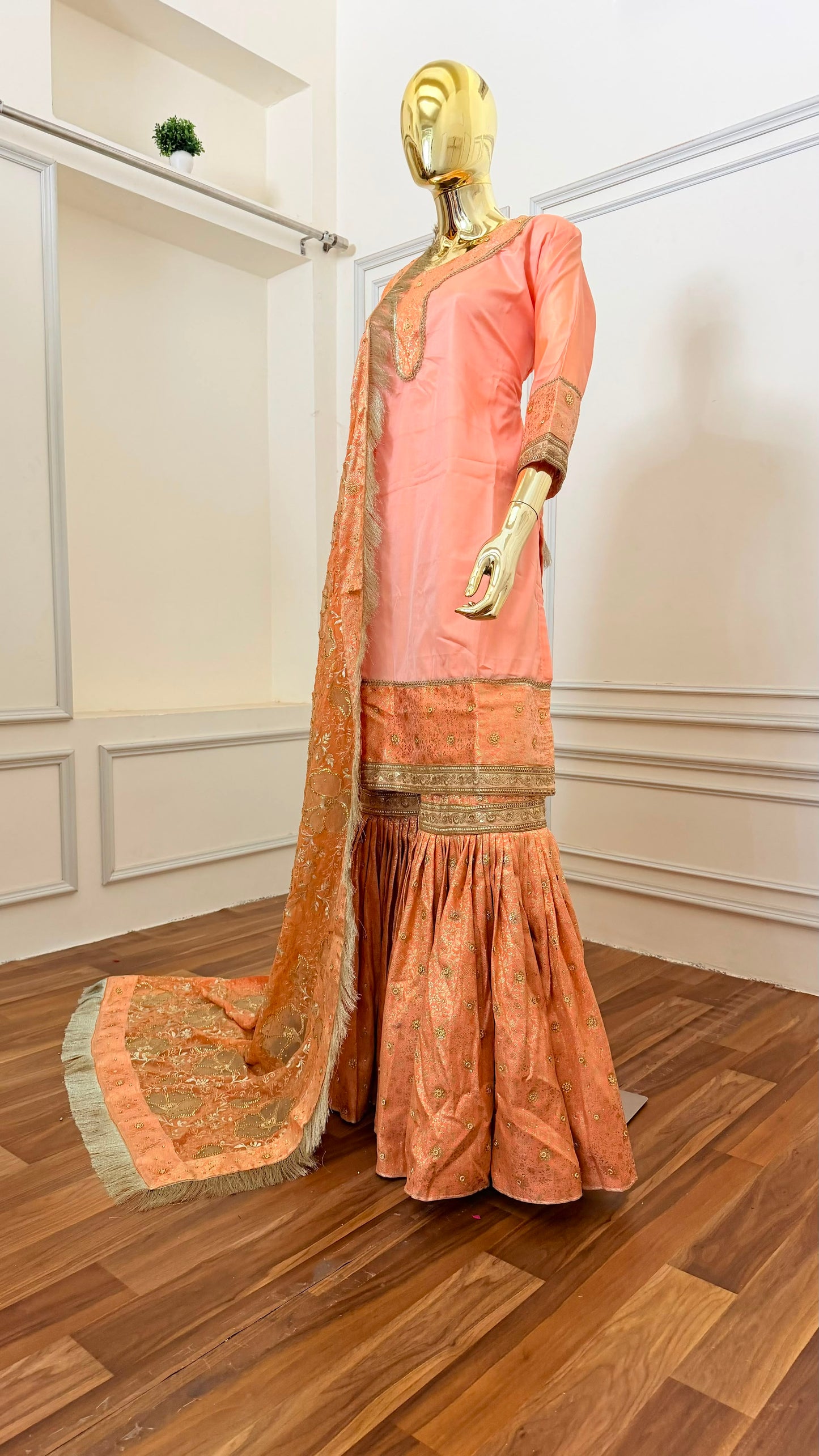 PALE COLOR KIMKHAB GHARARA