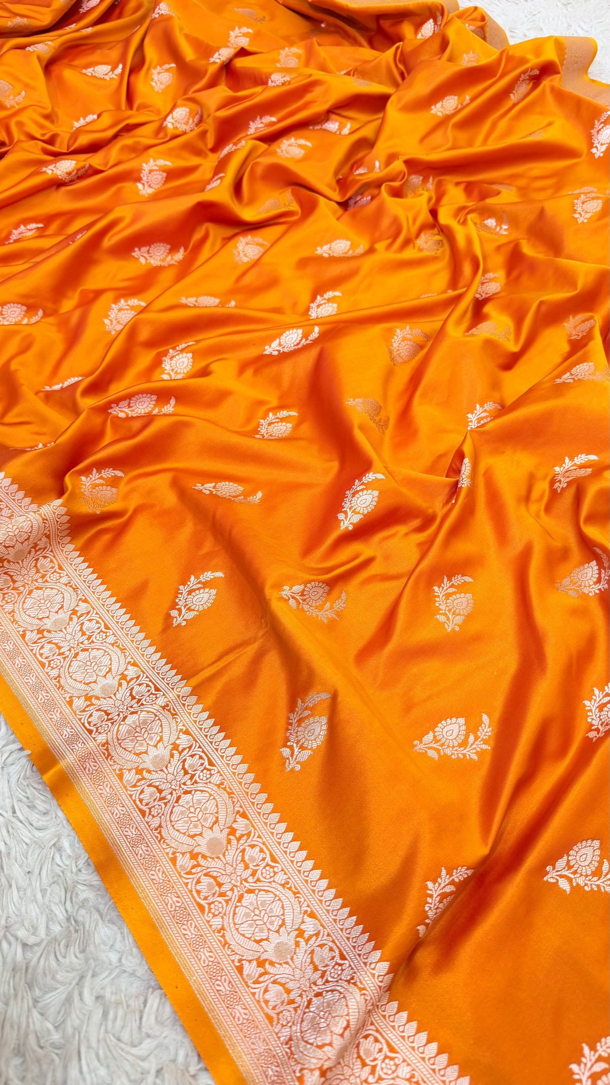 PEACH ORANGE  BUTI MASHRU KATAAN SILK