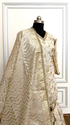 Off white banarasi cotton silk gharara
