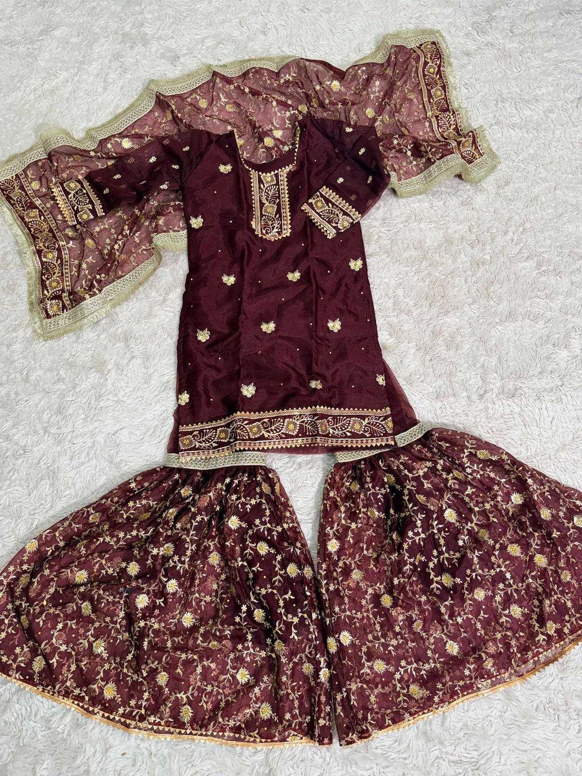 COFFEE ORGANZA KIDS GHARARA