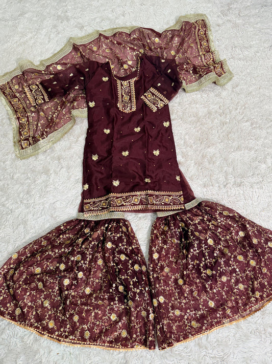 COFFEE ORGANZA KIDS GHARARA