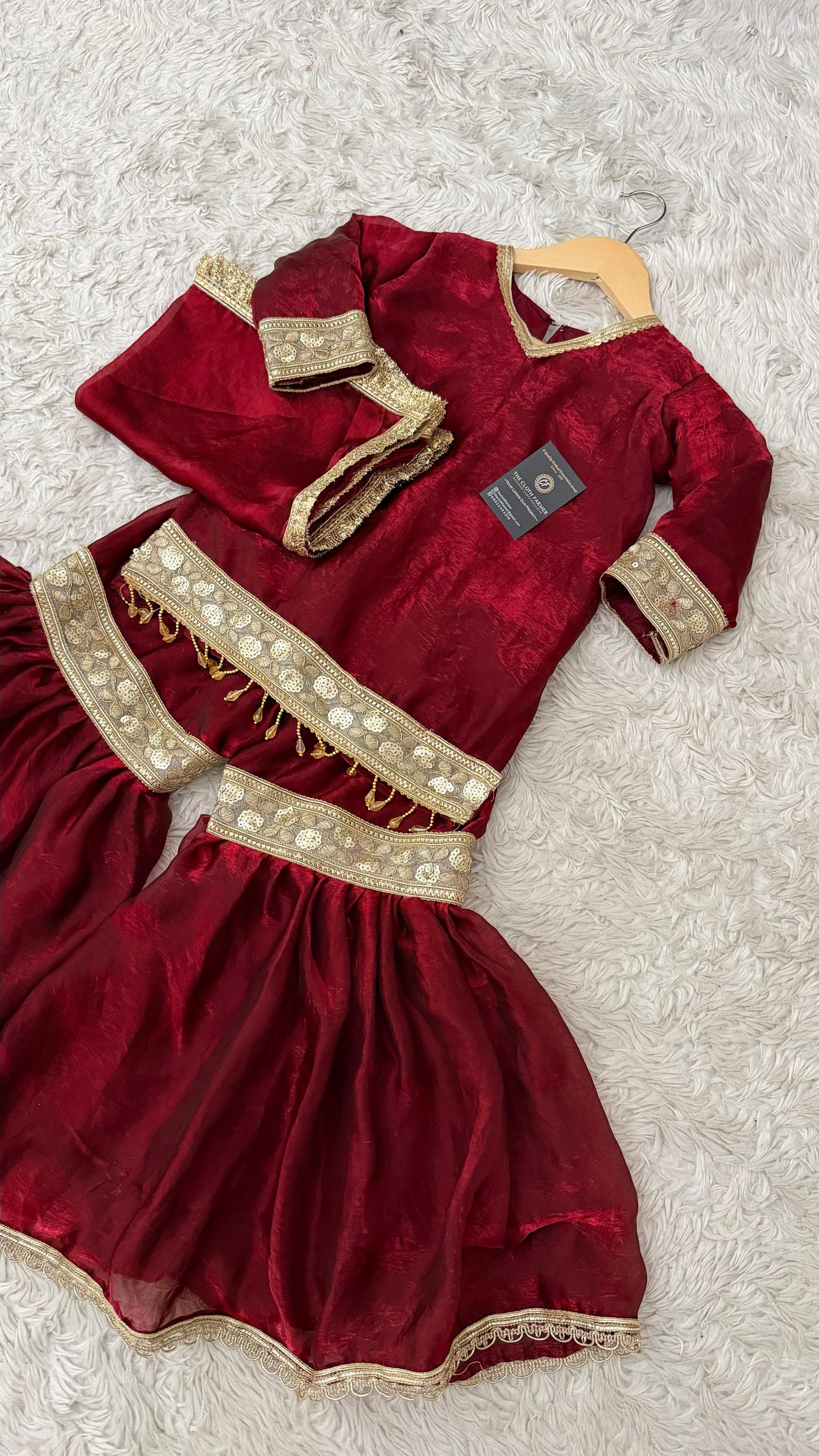 DARK REDDISH MAROON SHADE LITTLE PRINCESS GHARARA
