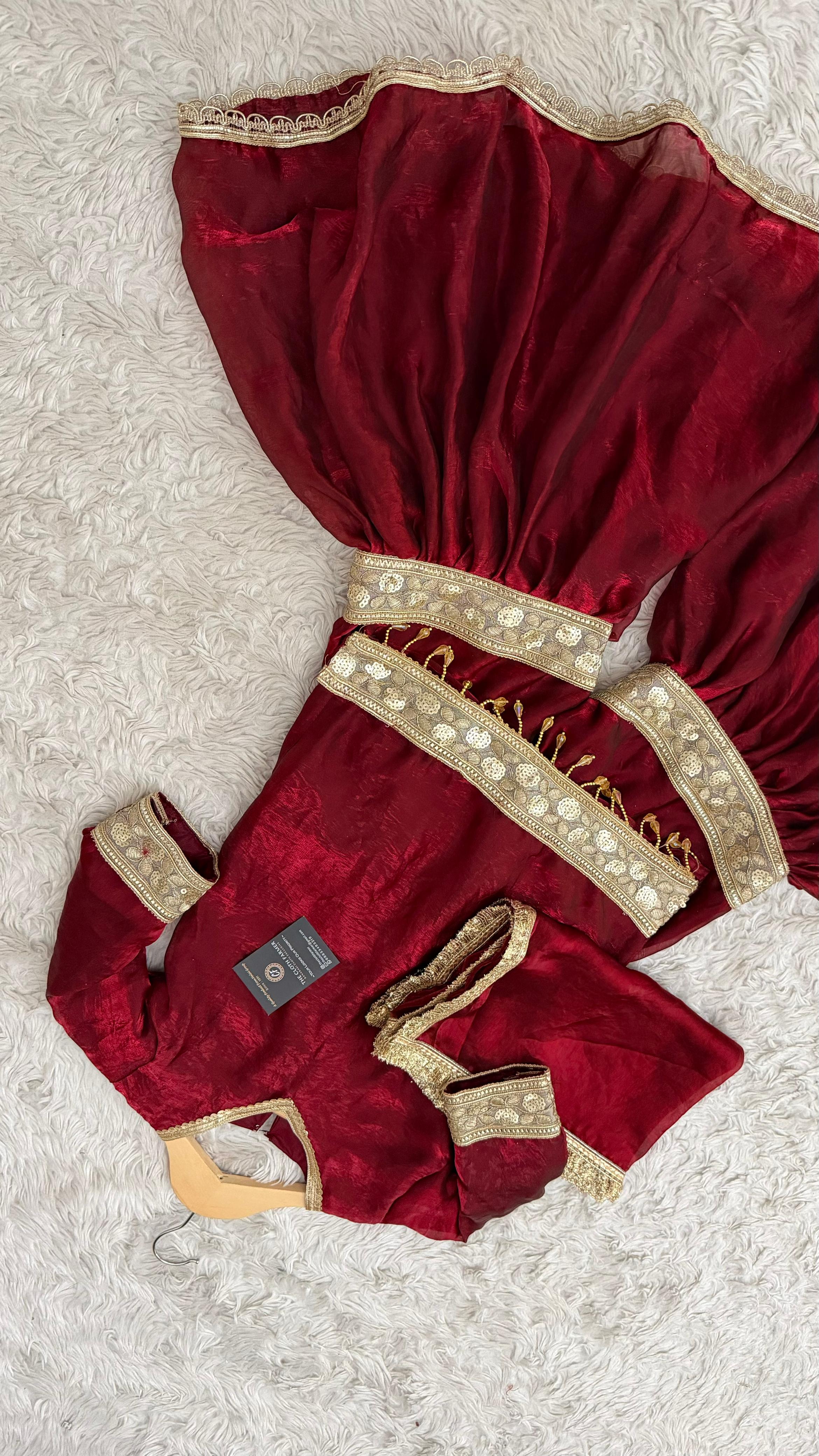 DARK REDDISH MAROON SHADE LITTLE PRINCESS GHARARA