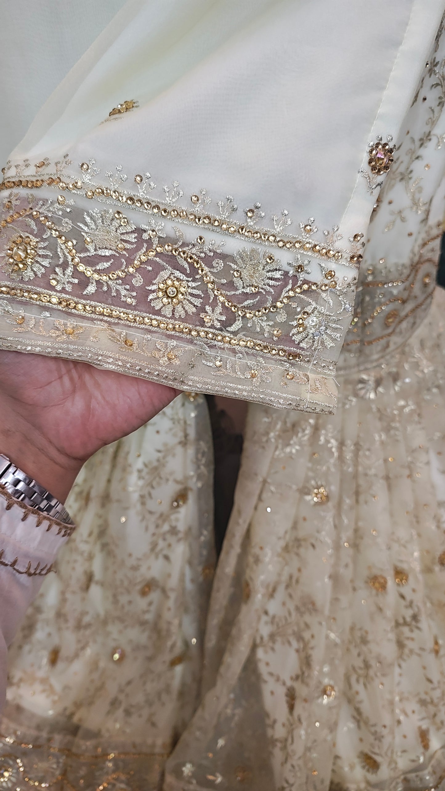 Off white  Jaal Pattern Embroidered Gharara