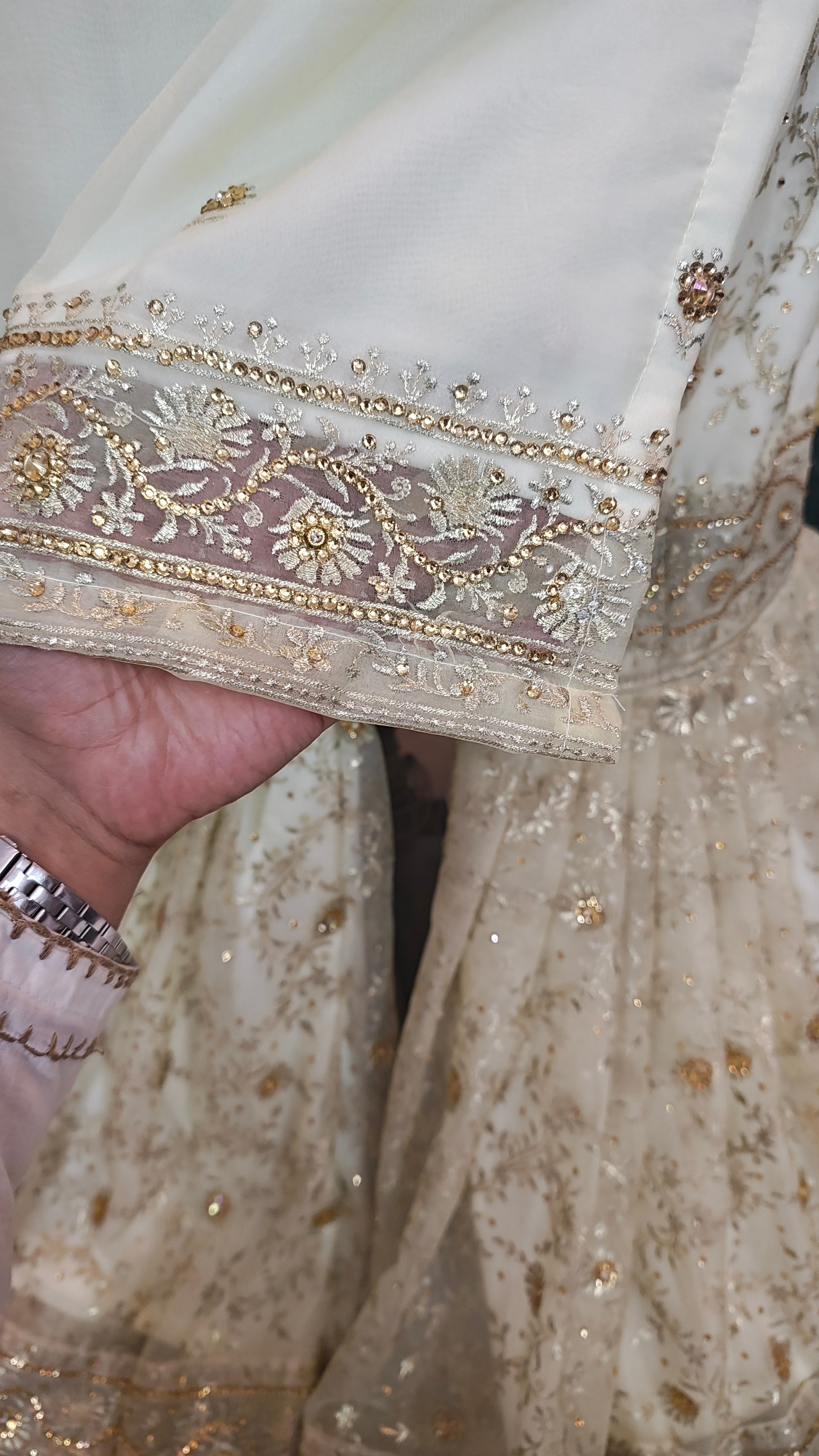 Off white  Jaal Pattern Embroidered Gharara