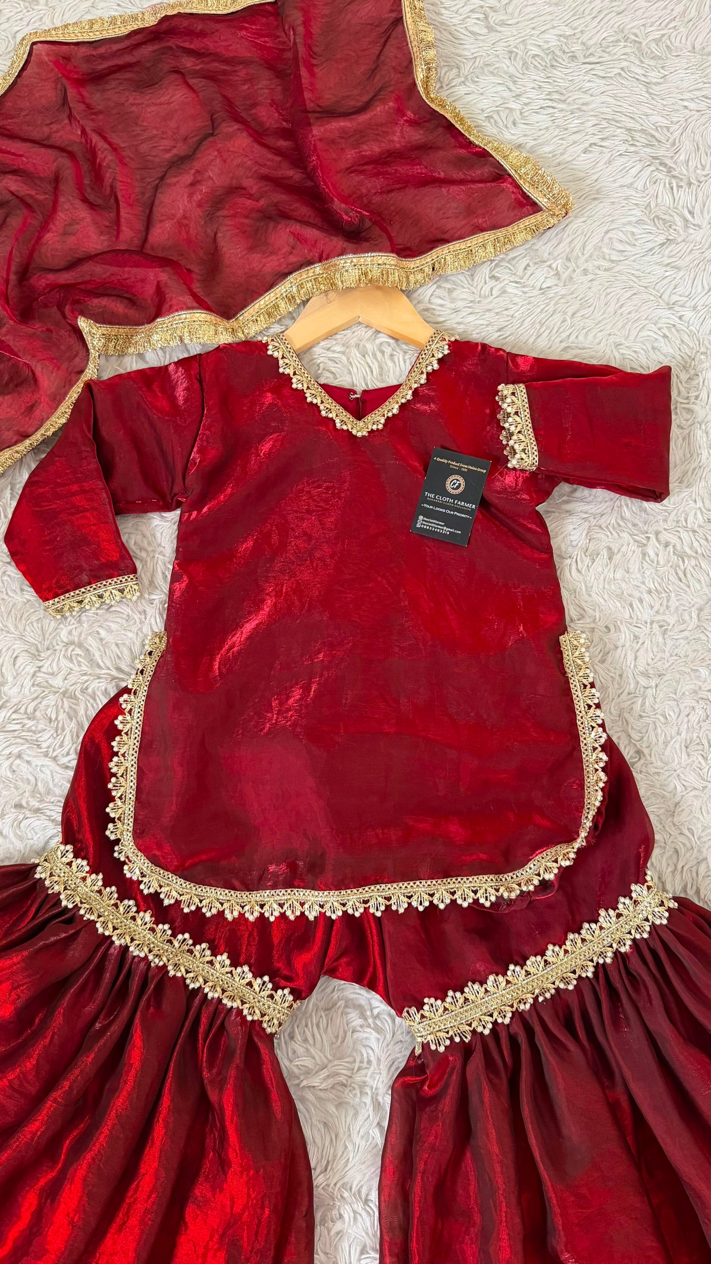 BLOOD MAROON KIDS GHARARA