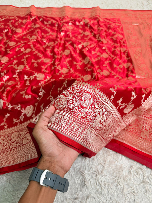 CINOBER RED MASHRU SILK SAREE