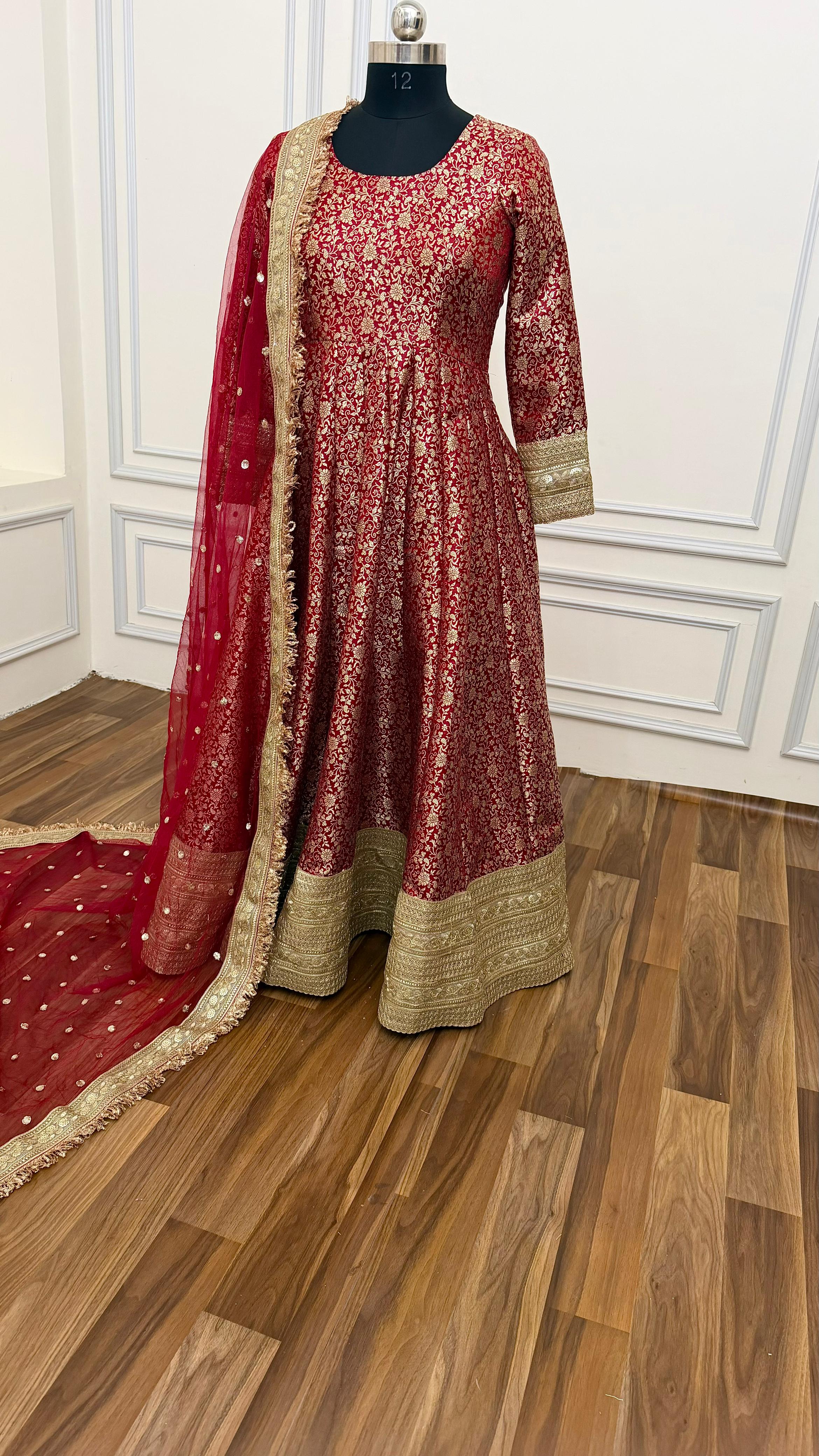 BRIDAL MAROON ANARKALI SUIT