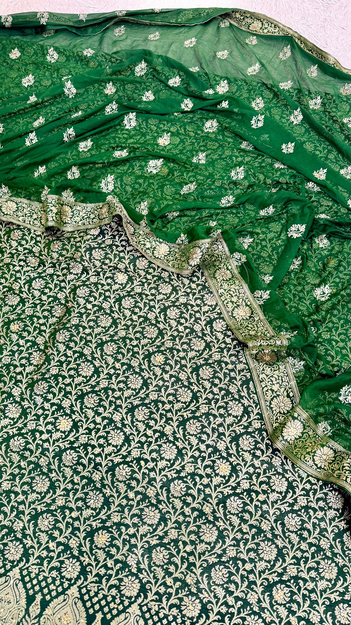 DARK GREEN BANARASI KIMKHAB SUIT