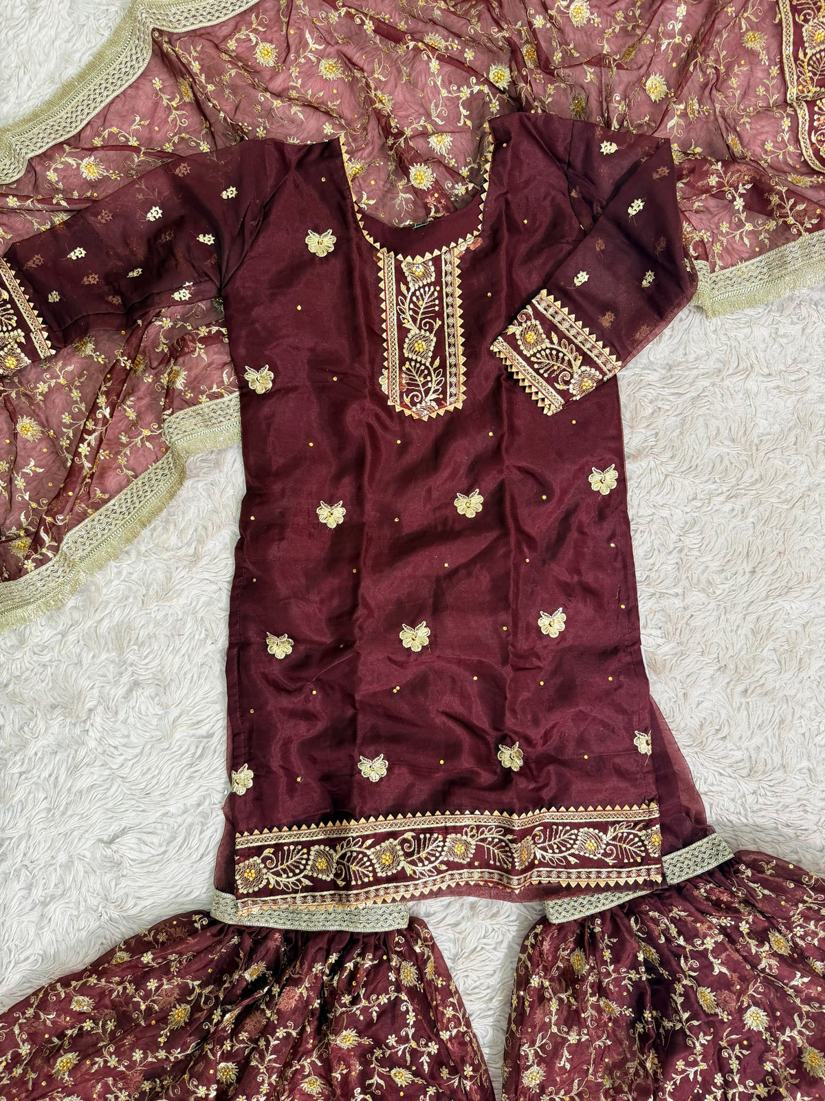 COFFEE ORGANZA KIDS GHARARA