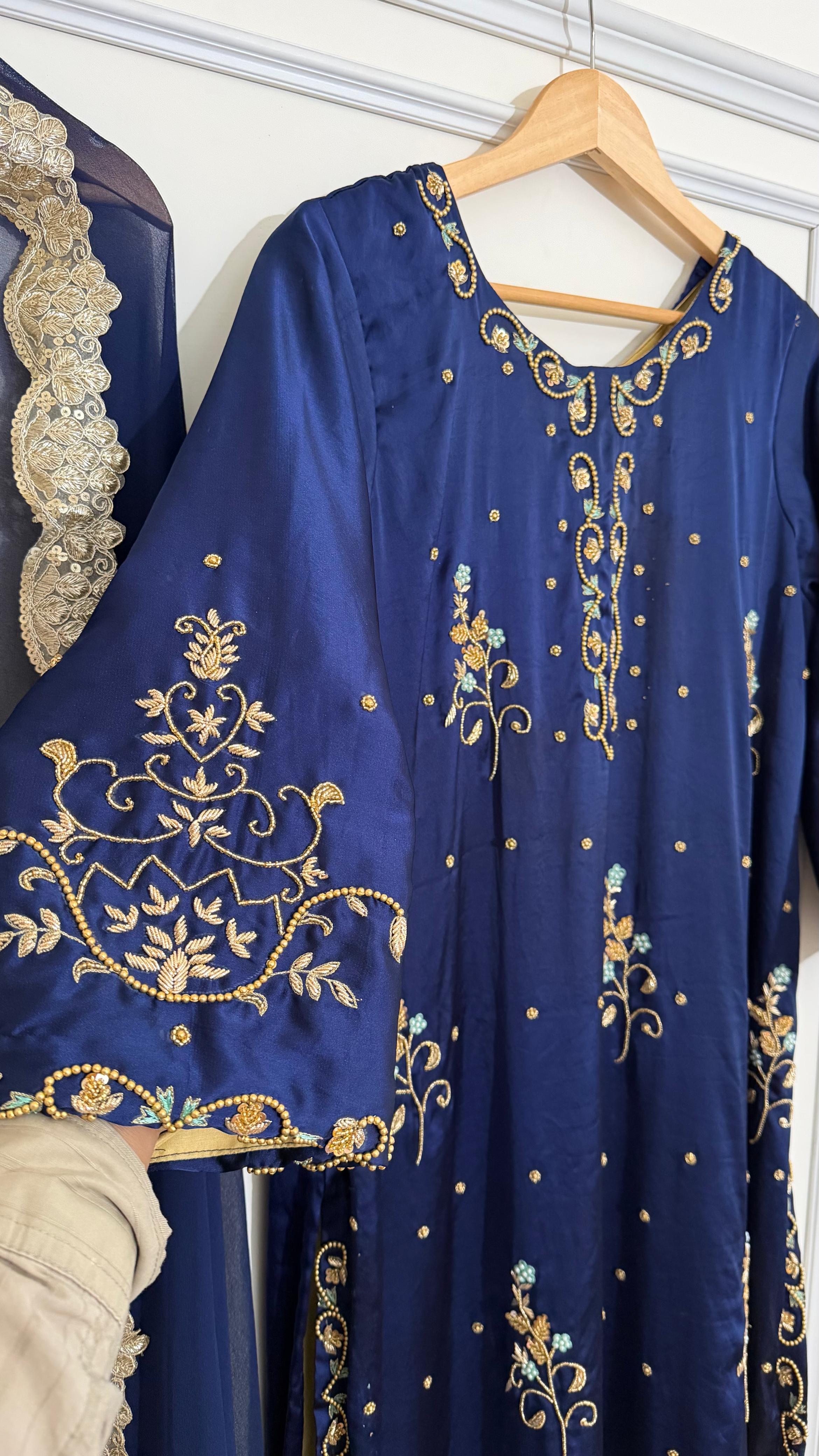 ITALIAN SATIN SILK BASED HANDWORK 2 PIECE SUIT