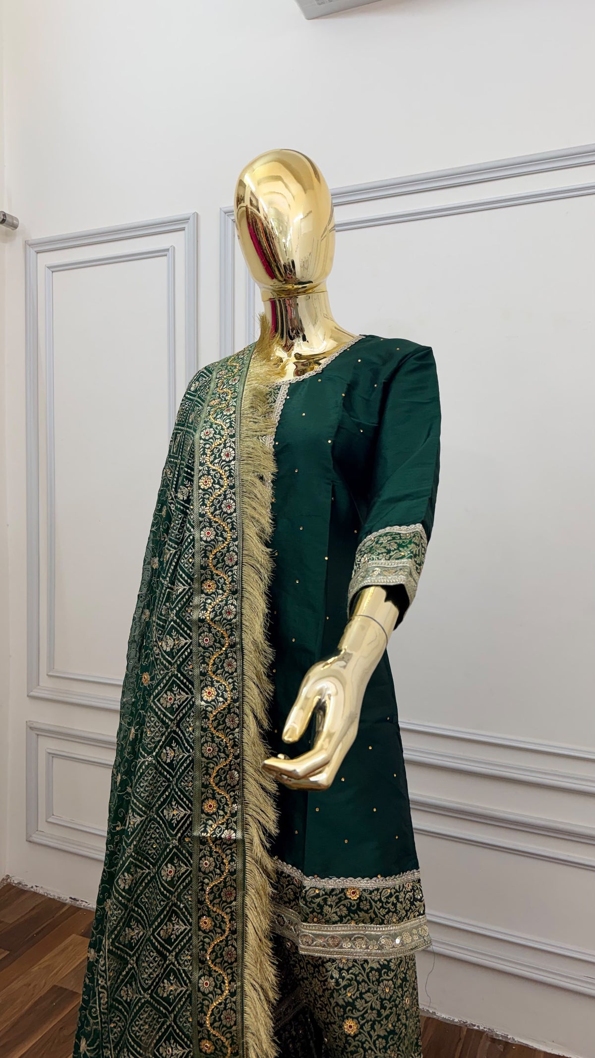 PINE GREEN PLAN TOP KIMKHAB GHARARA