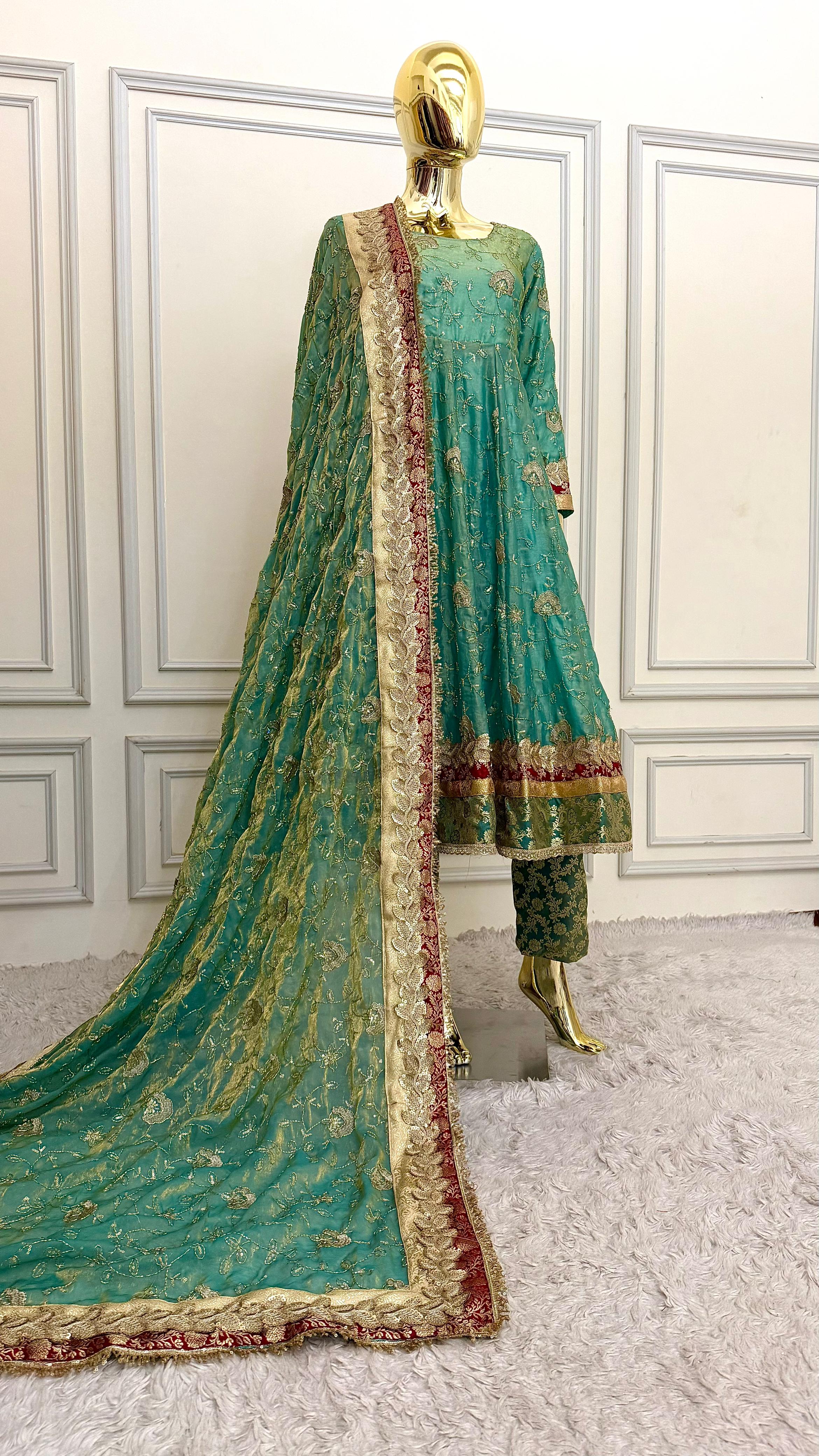 ITALIAN SHIMMER SILK BASED SKY BLUE ANARKALI