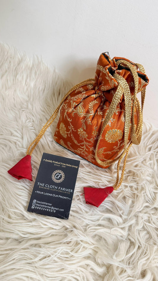 ORANGE COLOR BANARASI KIMKHAB POTLI