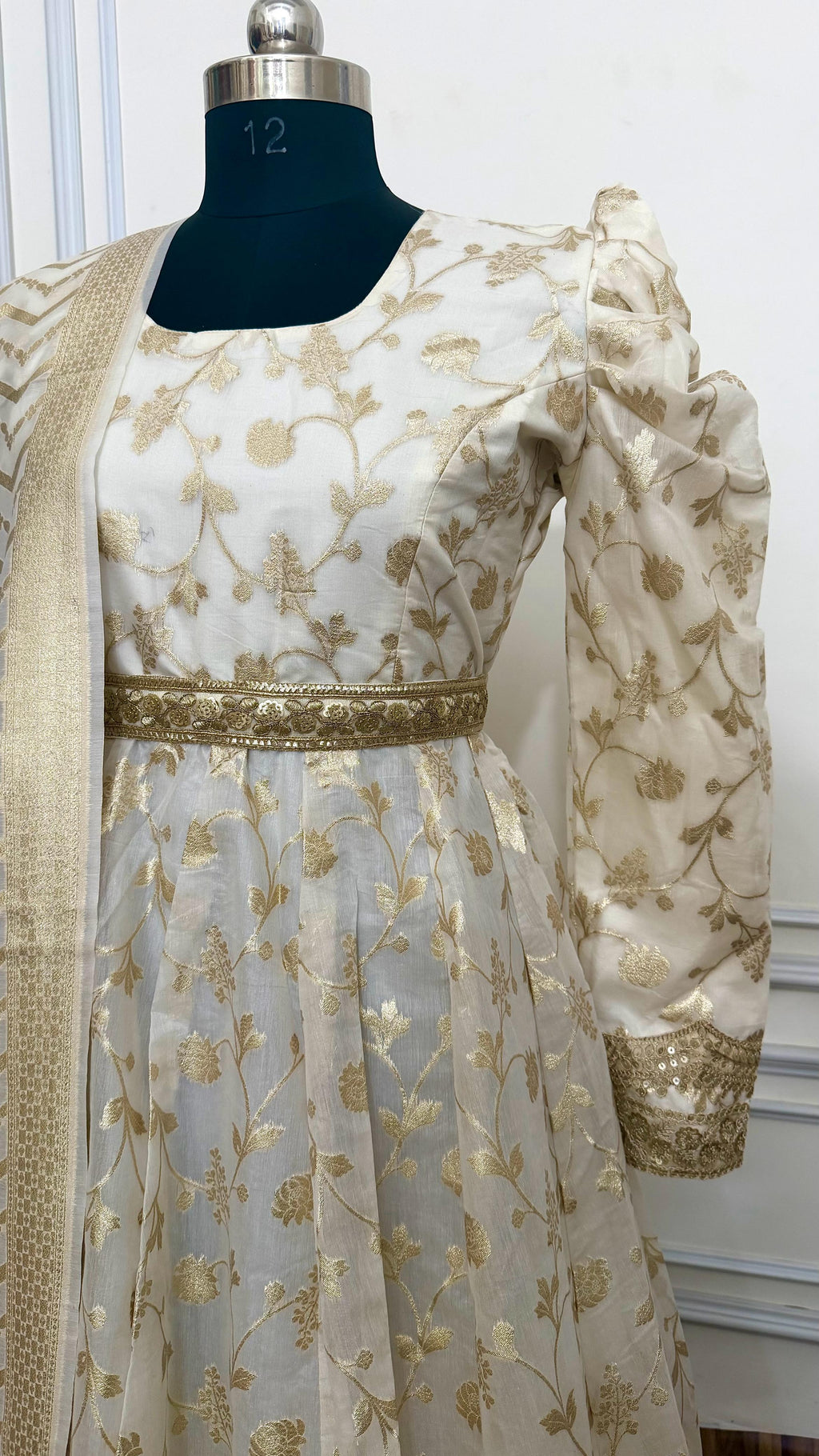 Off white soft cotton silk ANARKALI SUIT