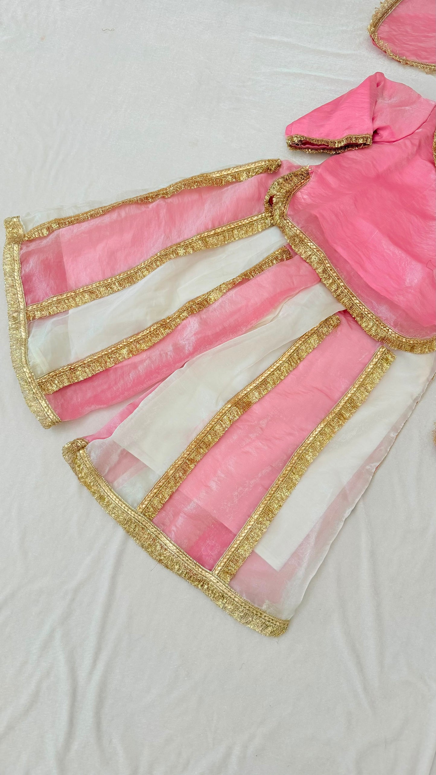 Italian shimmer silk based white strawberry color sharara