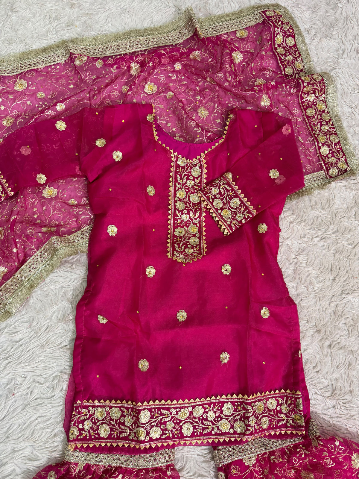 RANI PINK ORGANZA KIDS GHARARA