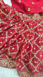 Bridal Maroon Jaal Pattern Embroidered Gharara