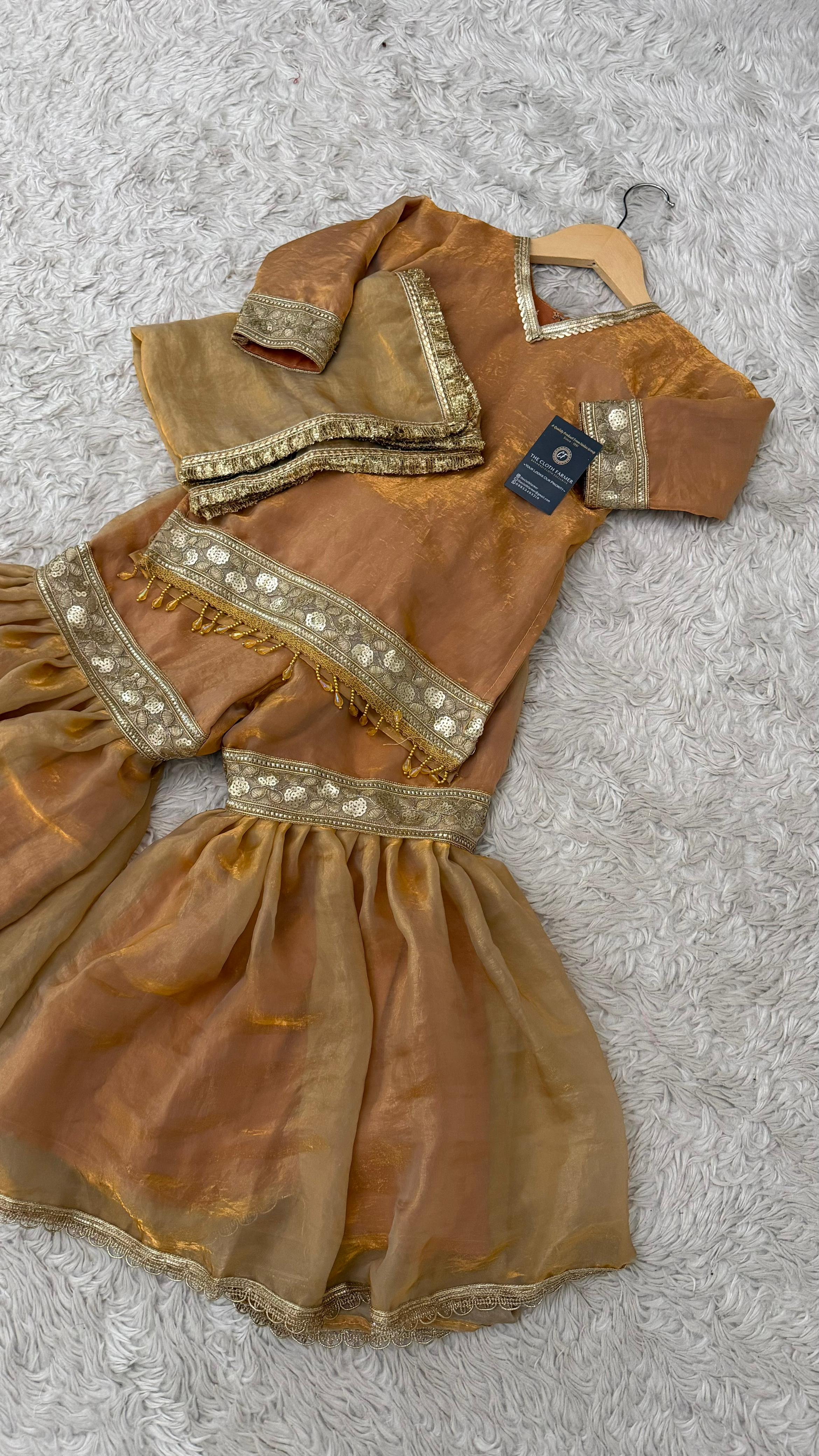 PEACH GOLD SHADE LITTLE PRINCESS GHARARA