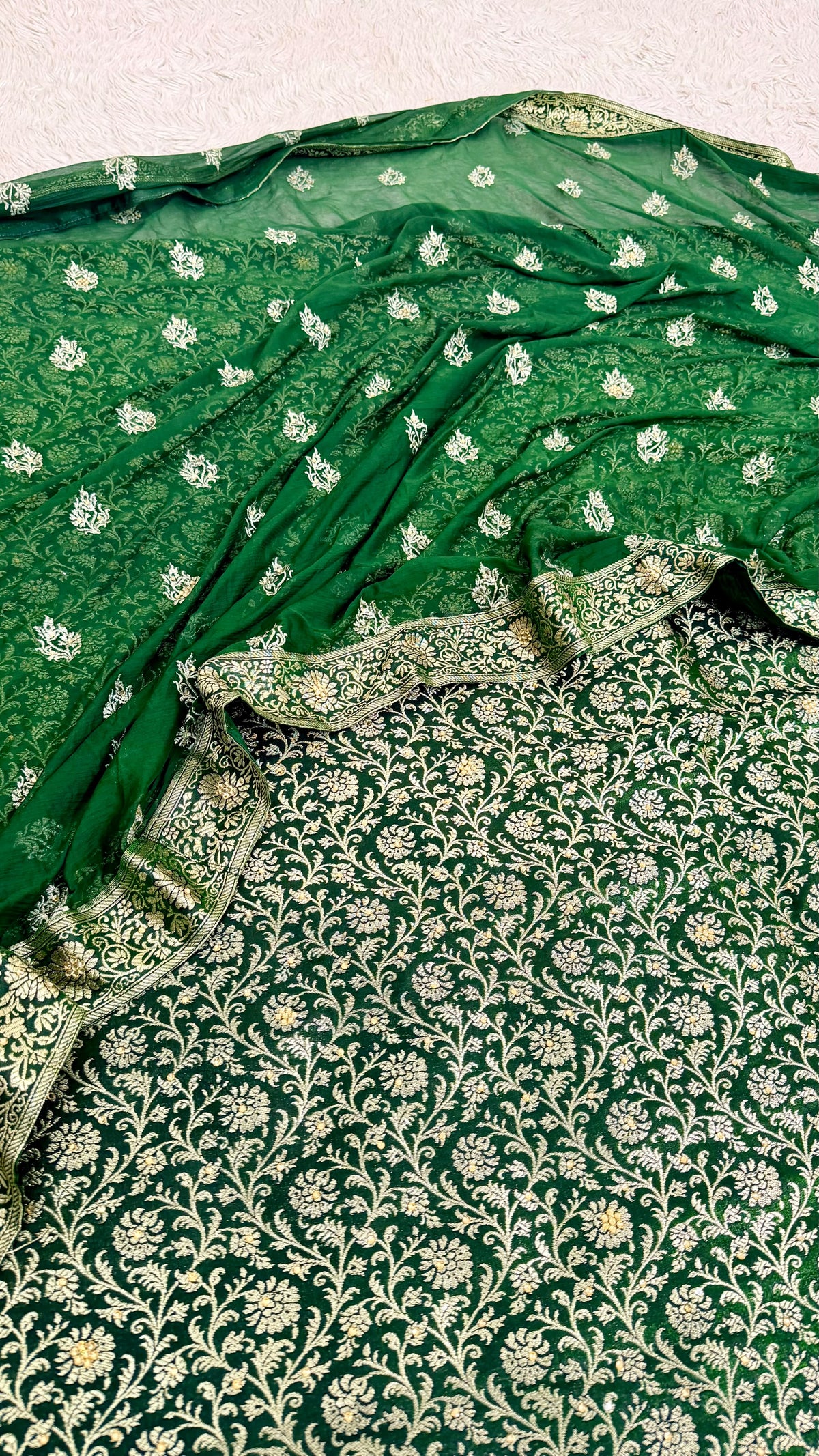 DARK GREEN BANARASI KIMKHAB SUIT