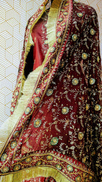 Blood maroon Embroidered Gharara with Viscose silk base