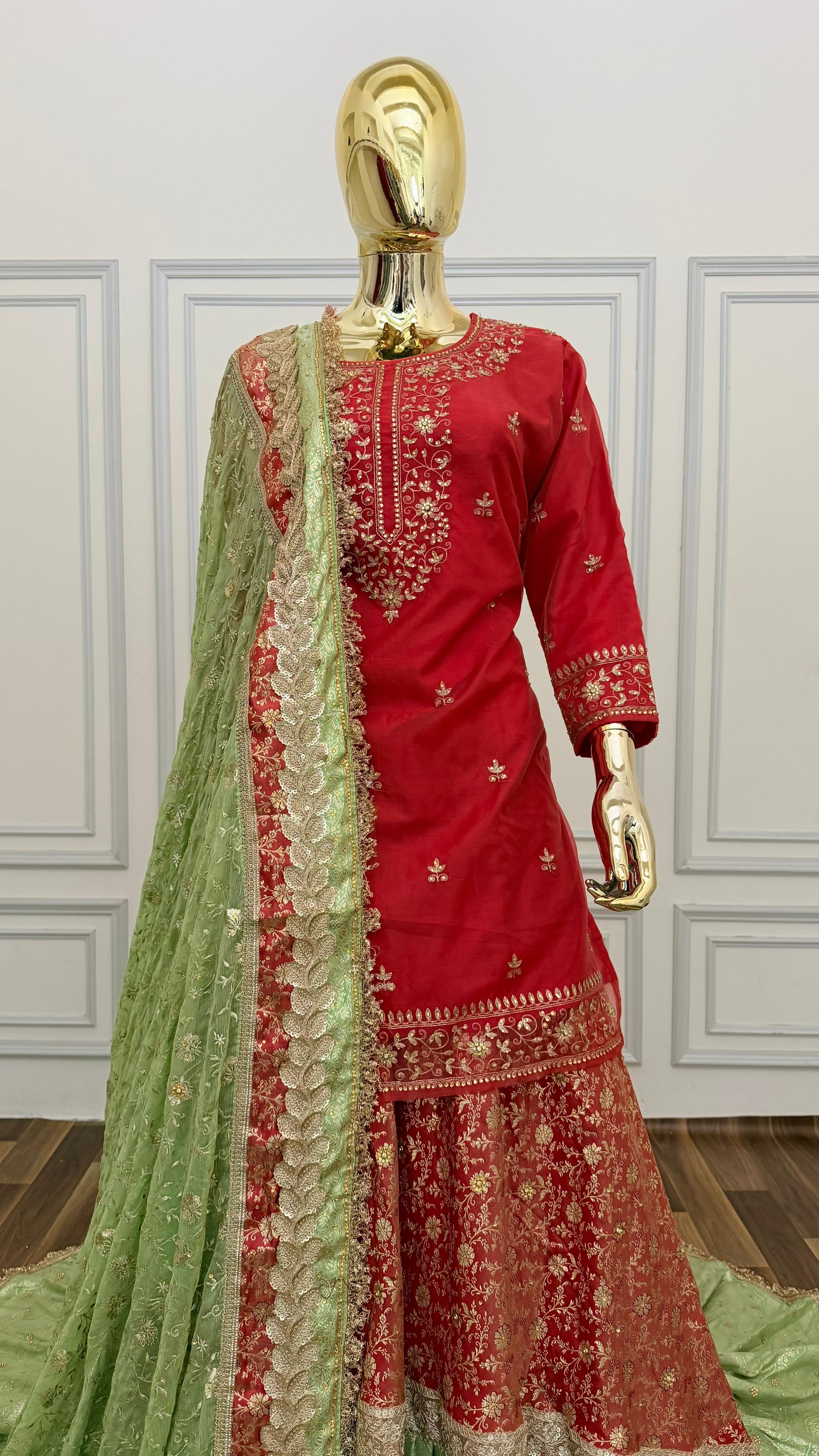 CONTRAST REDDISH PEACH FARSHI