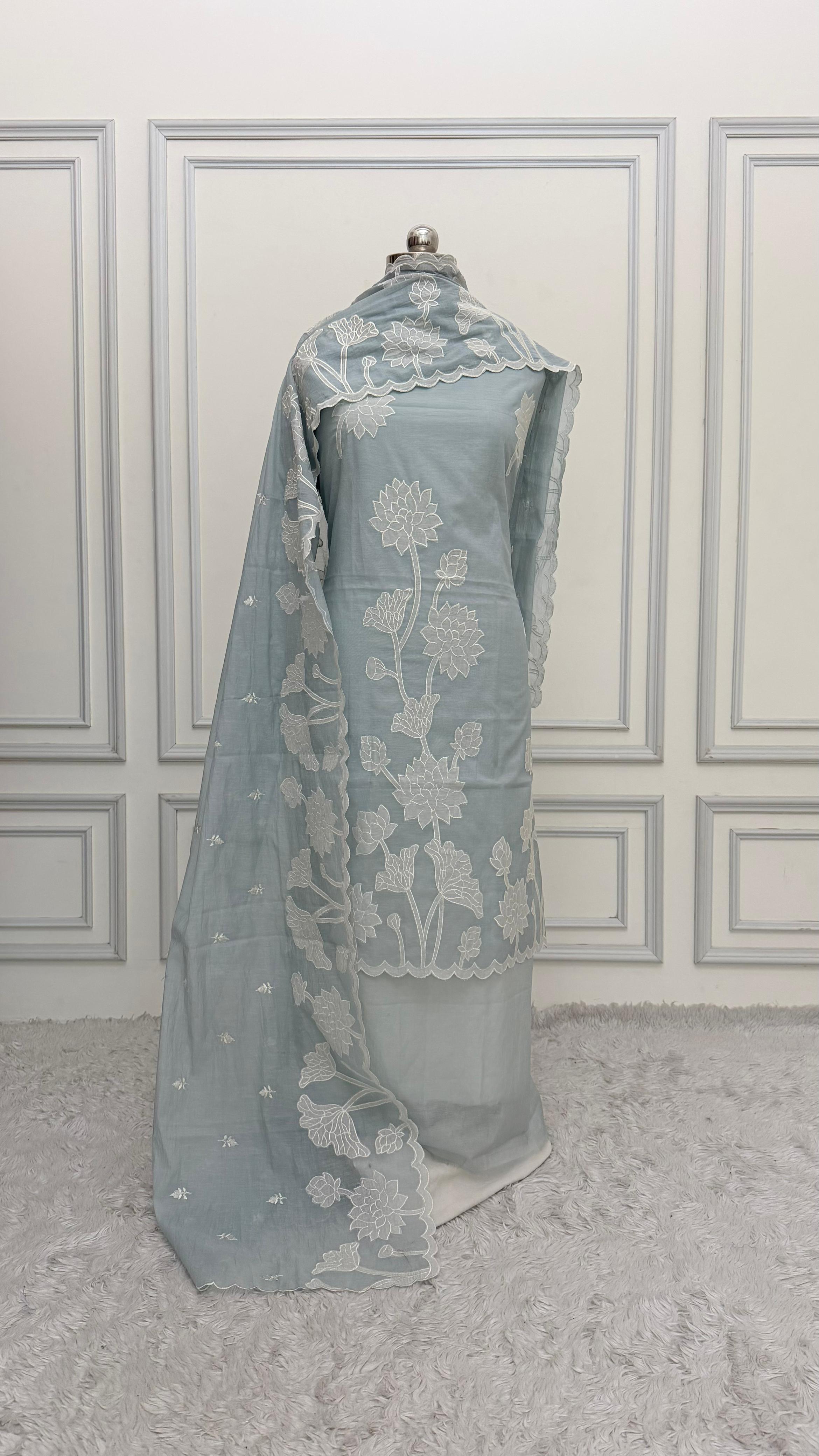 GREY COTTON MUL 3 PIECE SUIT