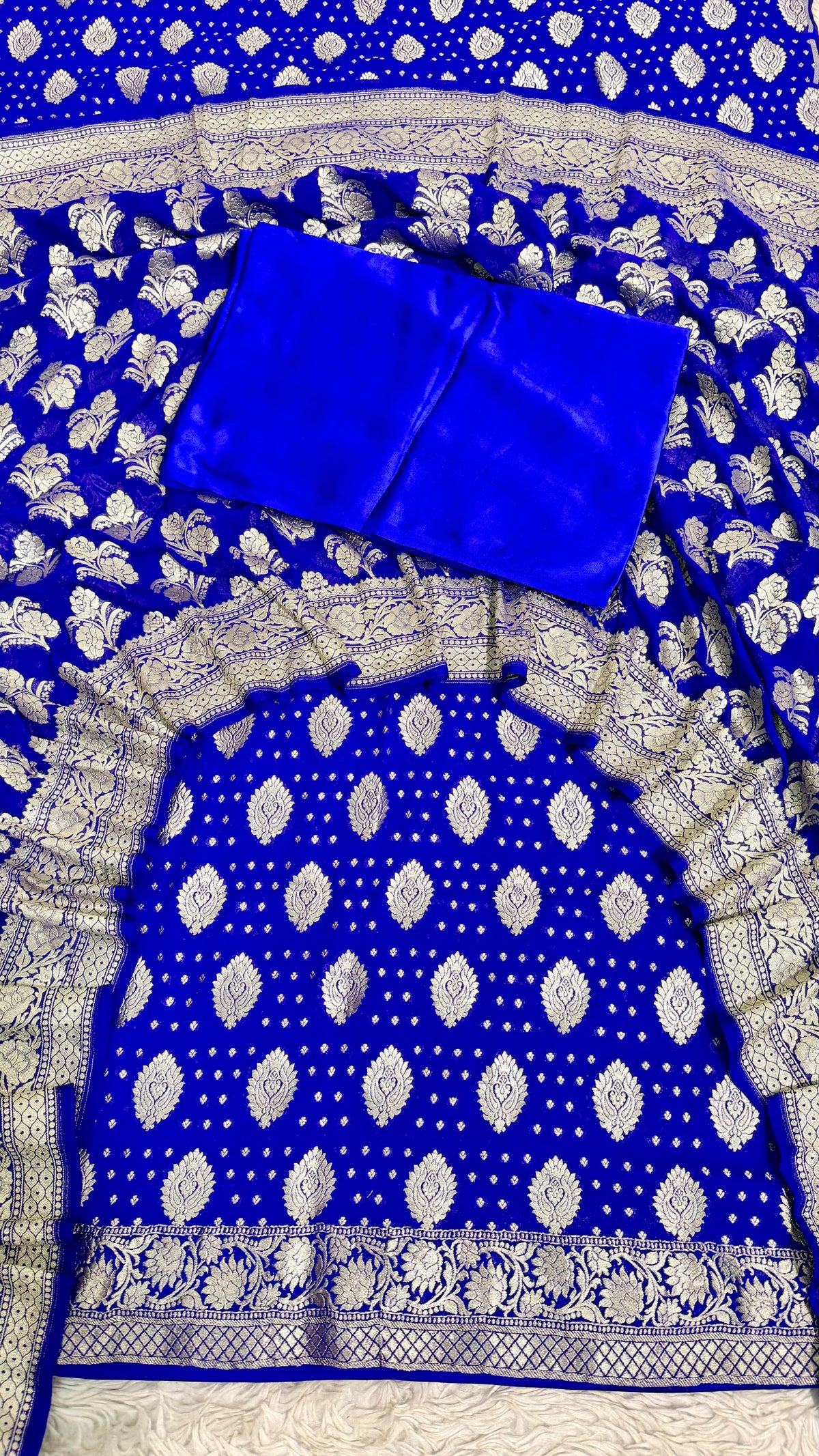 ROYAL BLUE PURE CHIFFON SUIT