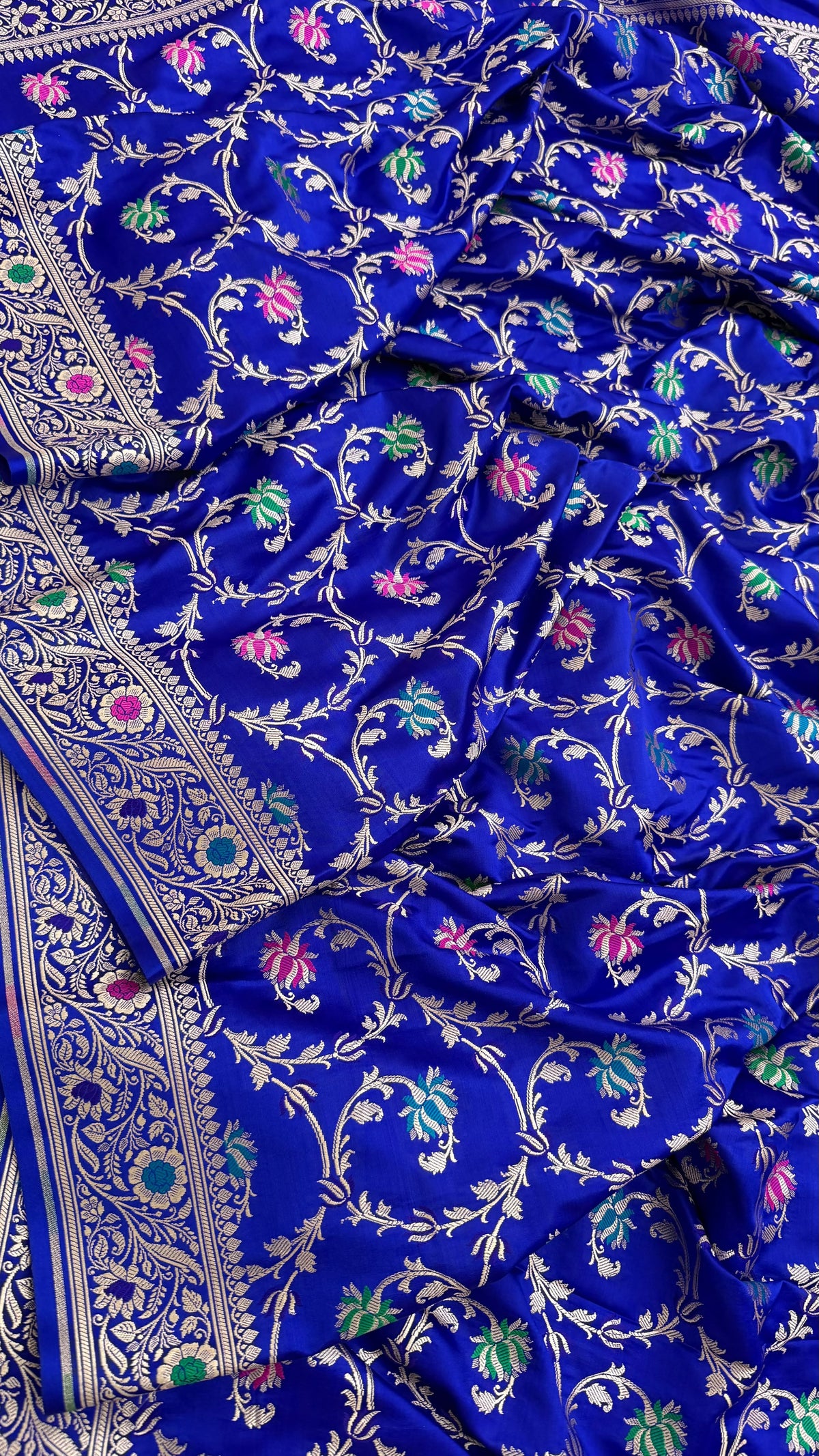 ROYAL BLUE QCOLOR MASHRU SILK 3 PIECE SUIT