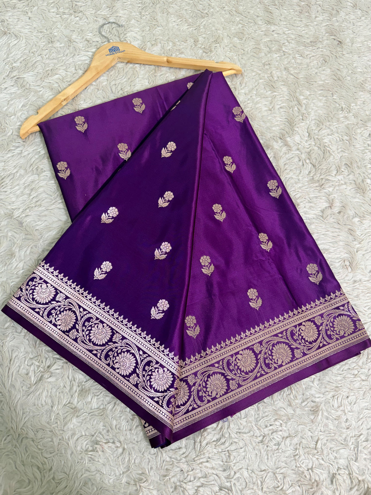PURPLE MASHRU KATAAN SAREE