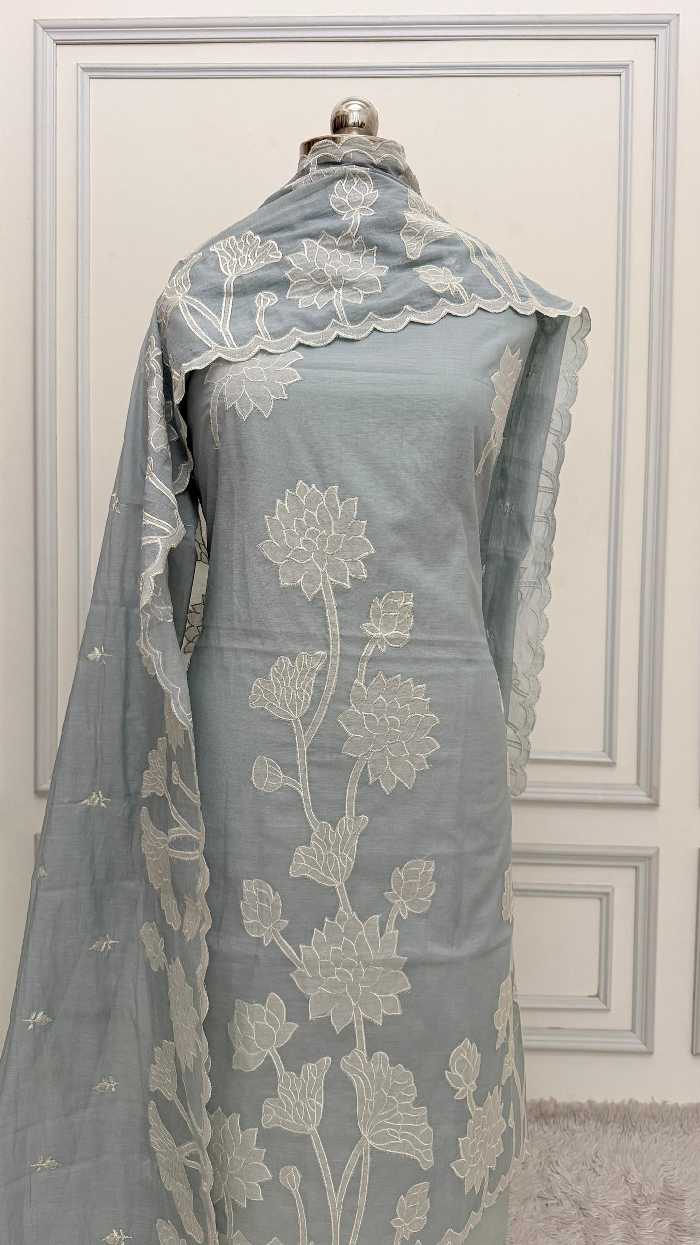 GREY COTTON MUL 3 PIECE SUIT