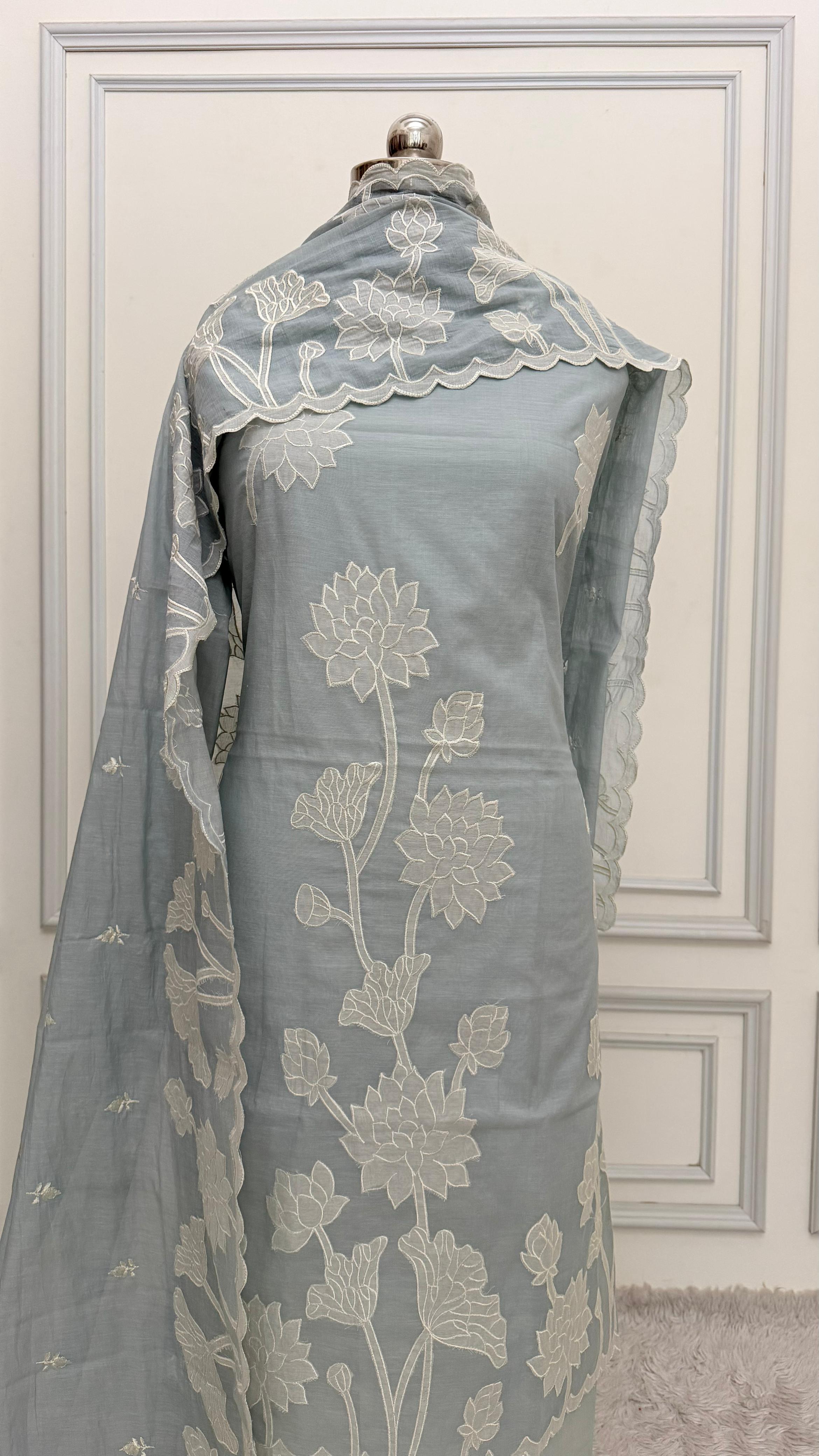 GREY COTTON MUL 3 PIECE SUIT