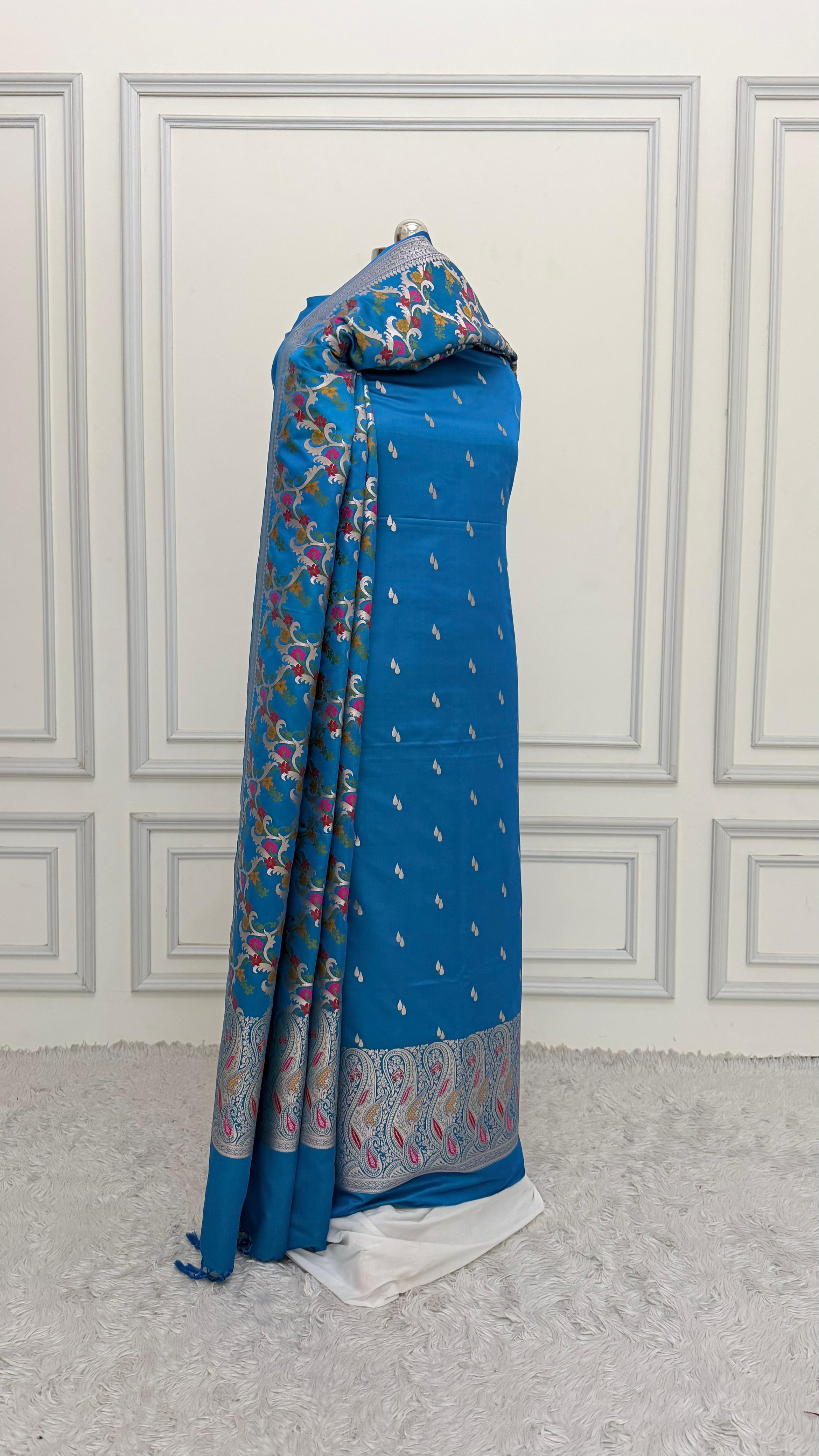 OCEAN BLUE COLOR MEENEDAR 3 PIECE SUIT