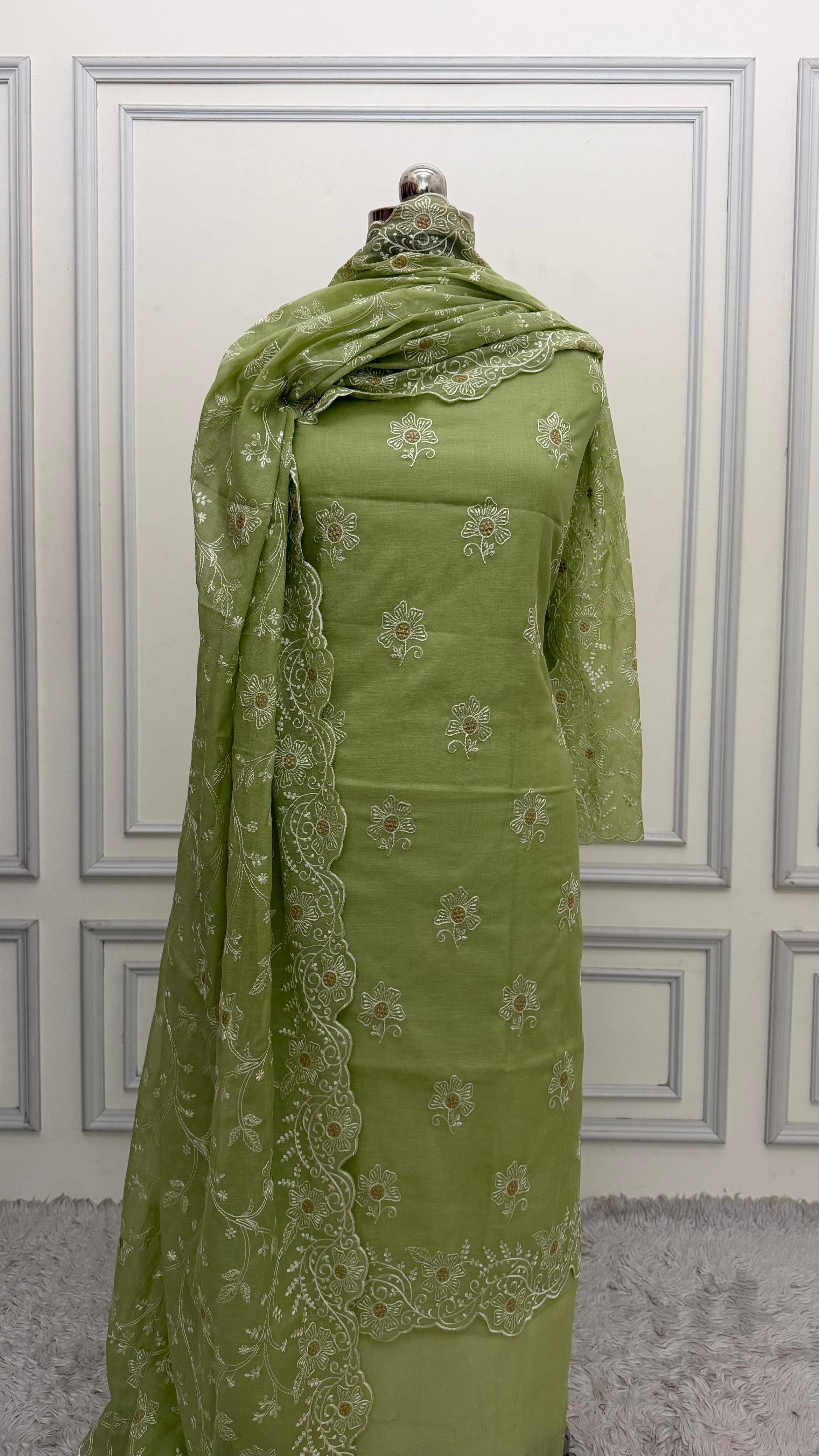 MEHENDI COTTON MUL 3 PIECE SUIT