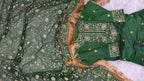 Dark Mehandi Green Embroidered Gharara with Viscose silk base