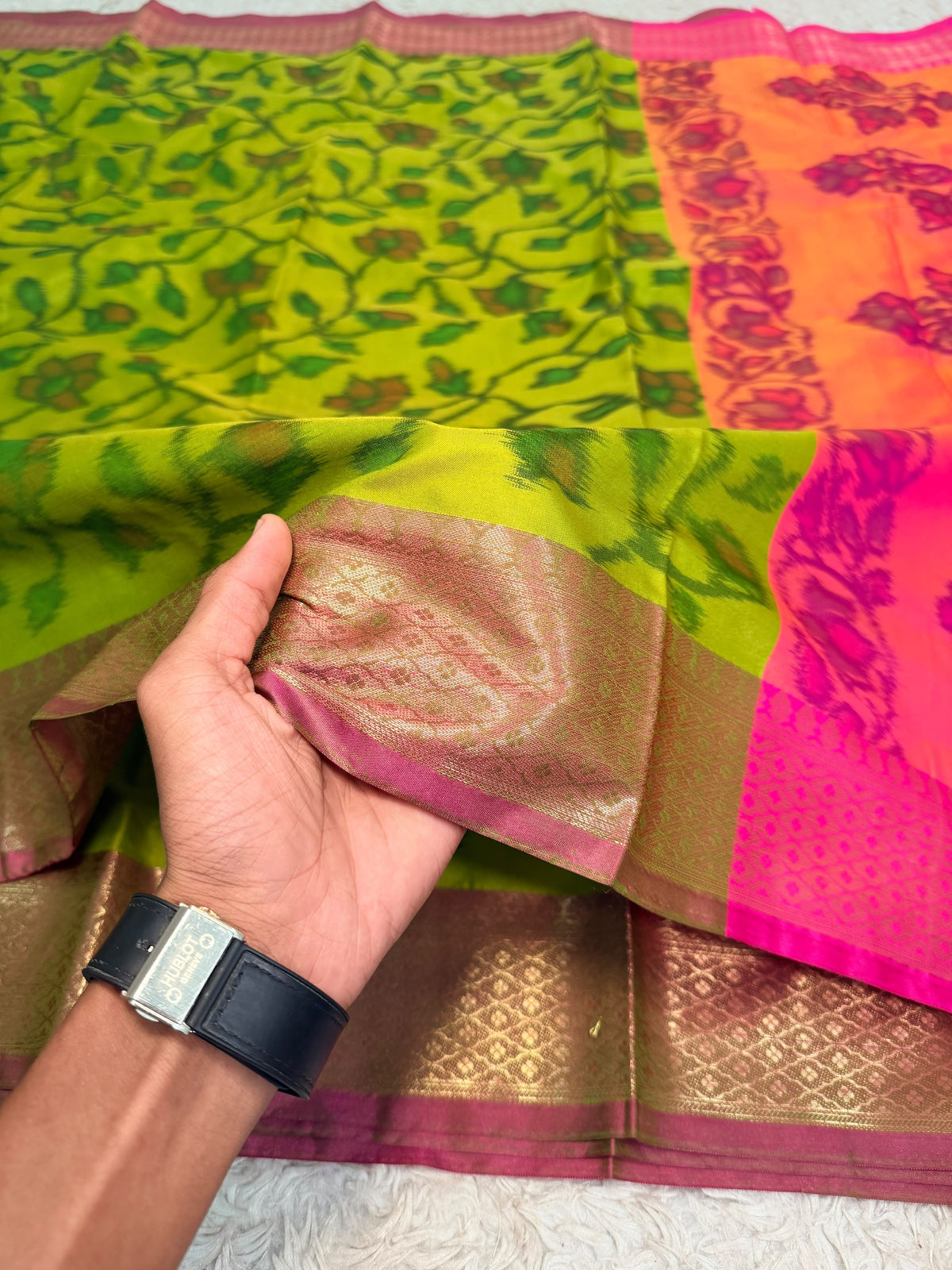 LIME IKAT PRINT SAREE