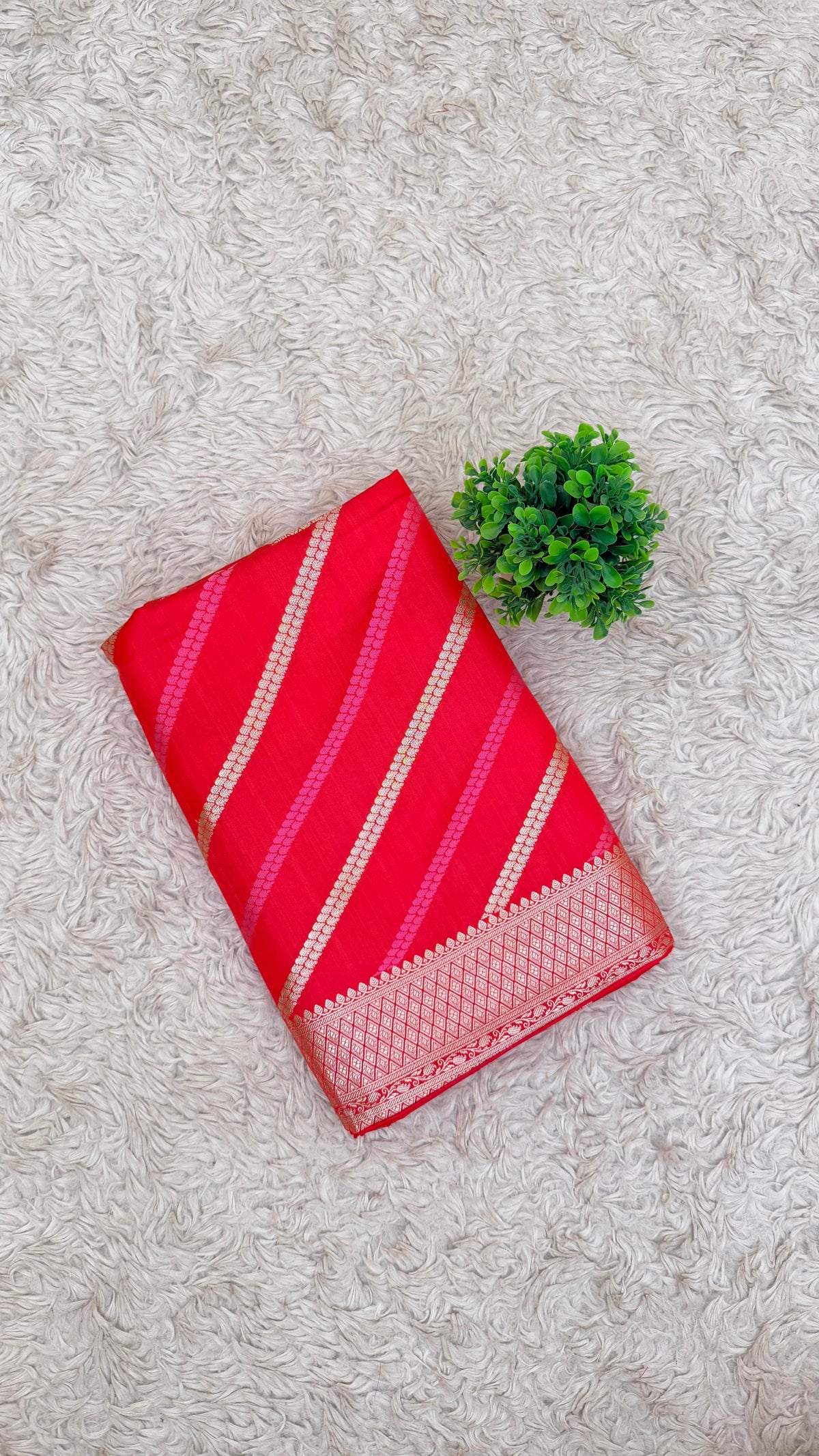 RED COLOR ADA DESIGN MASHRU KATAAN SILK